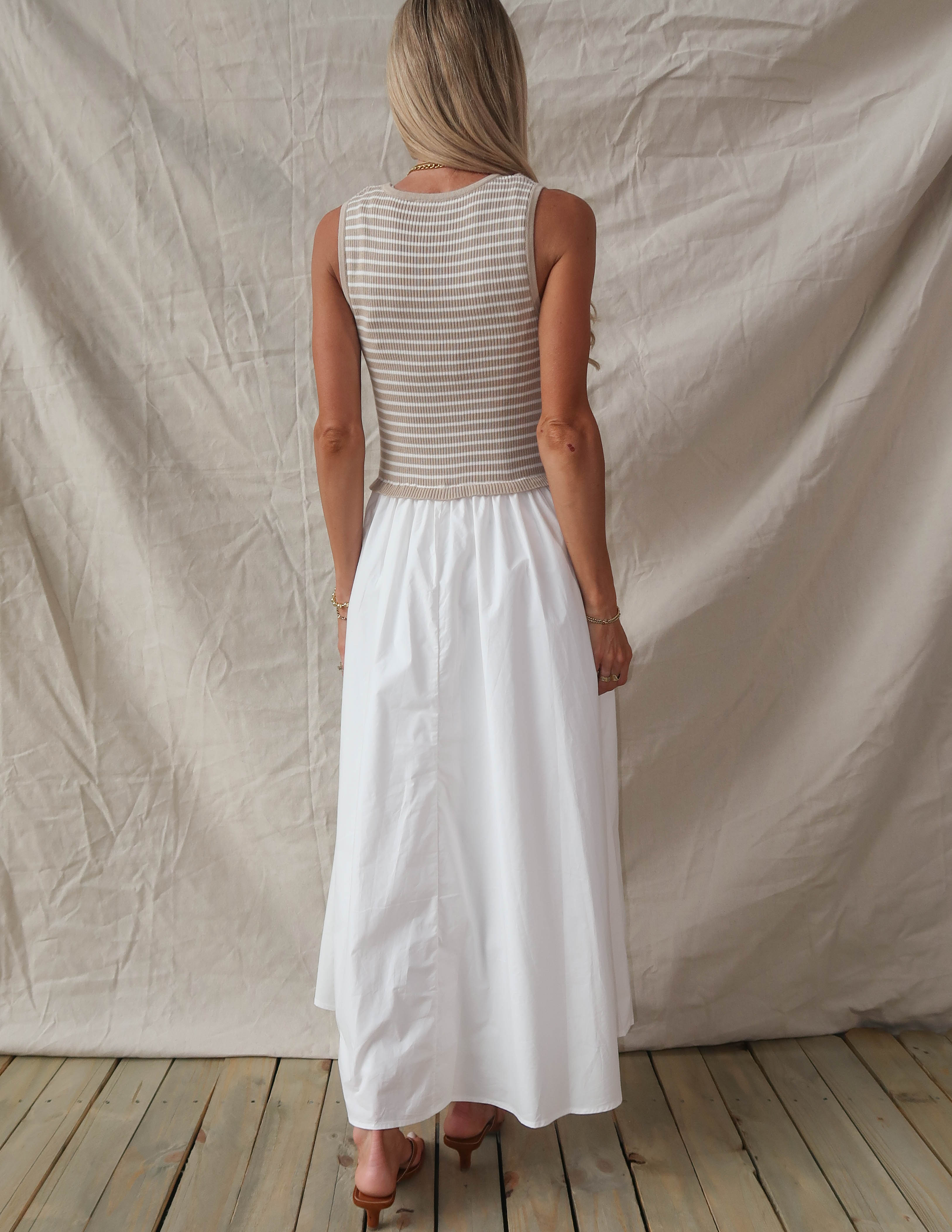 Elara Striped Midi Dress