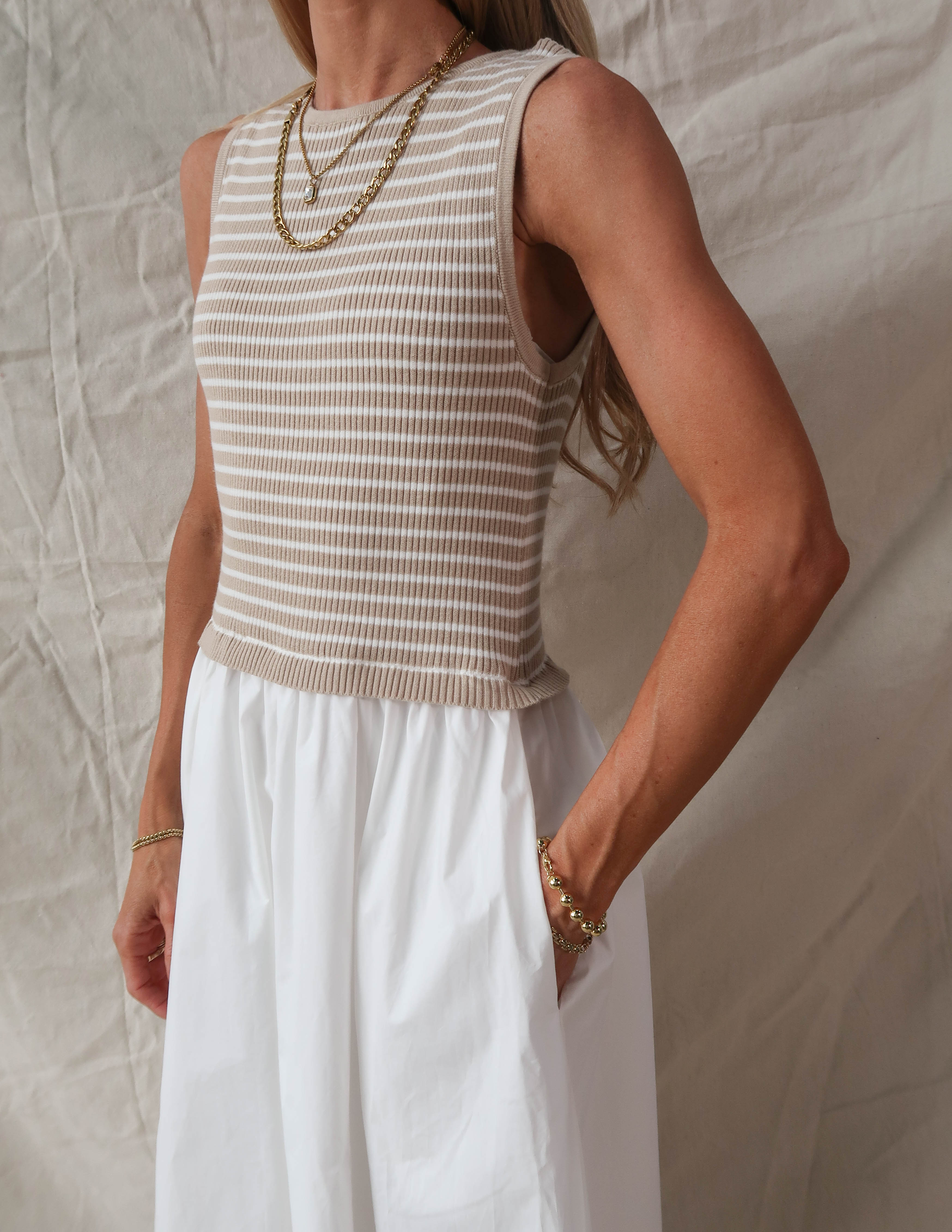 Elara Striped Midi Dress