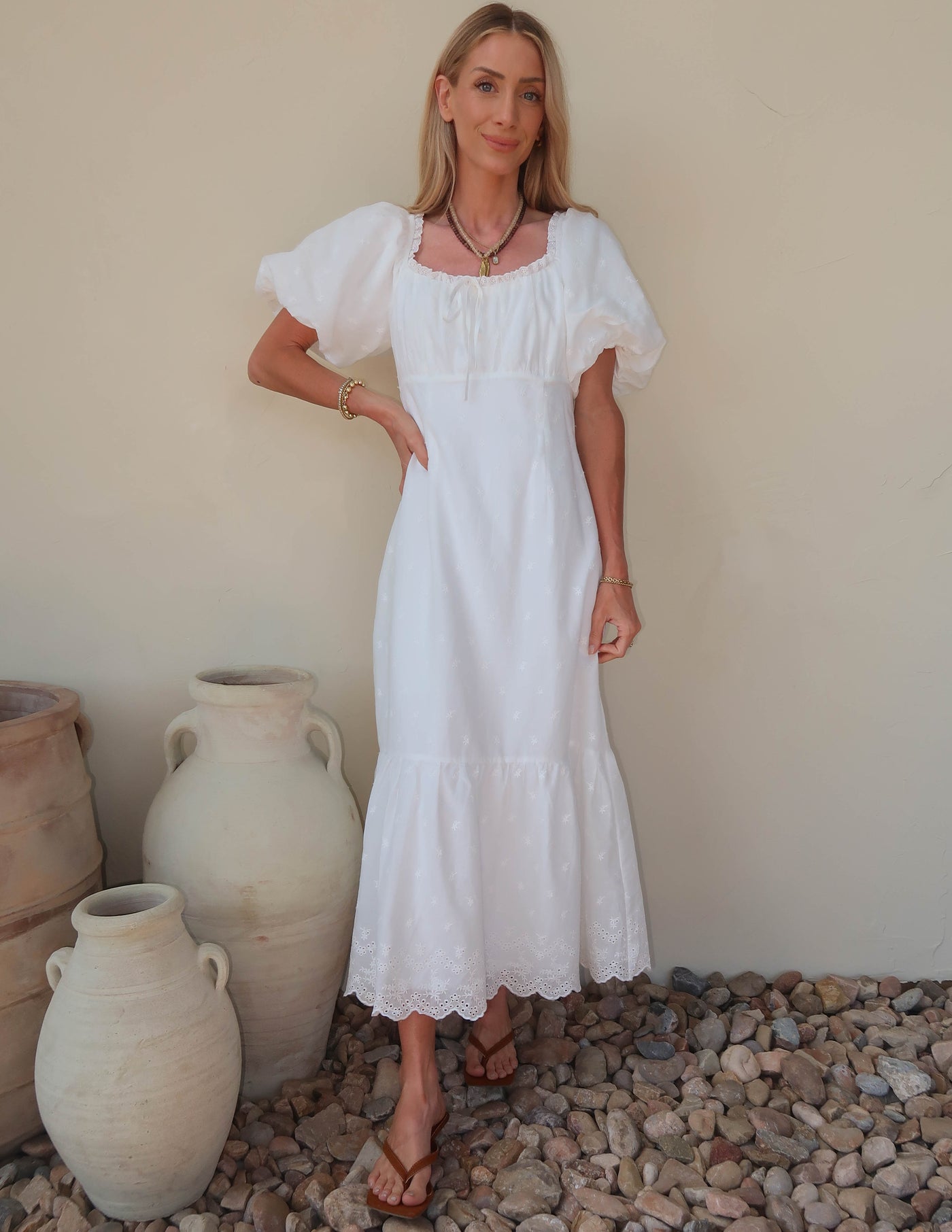Matilda Eyelet Midi Dress L