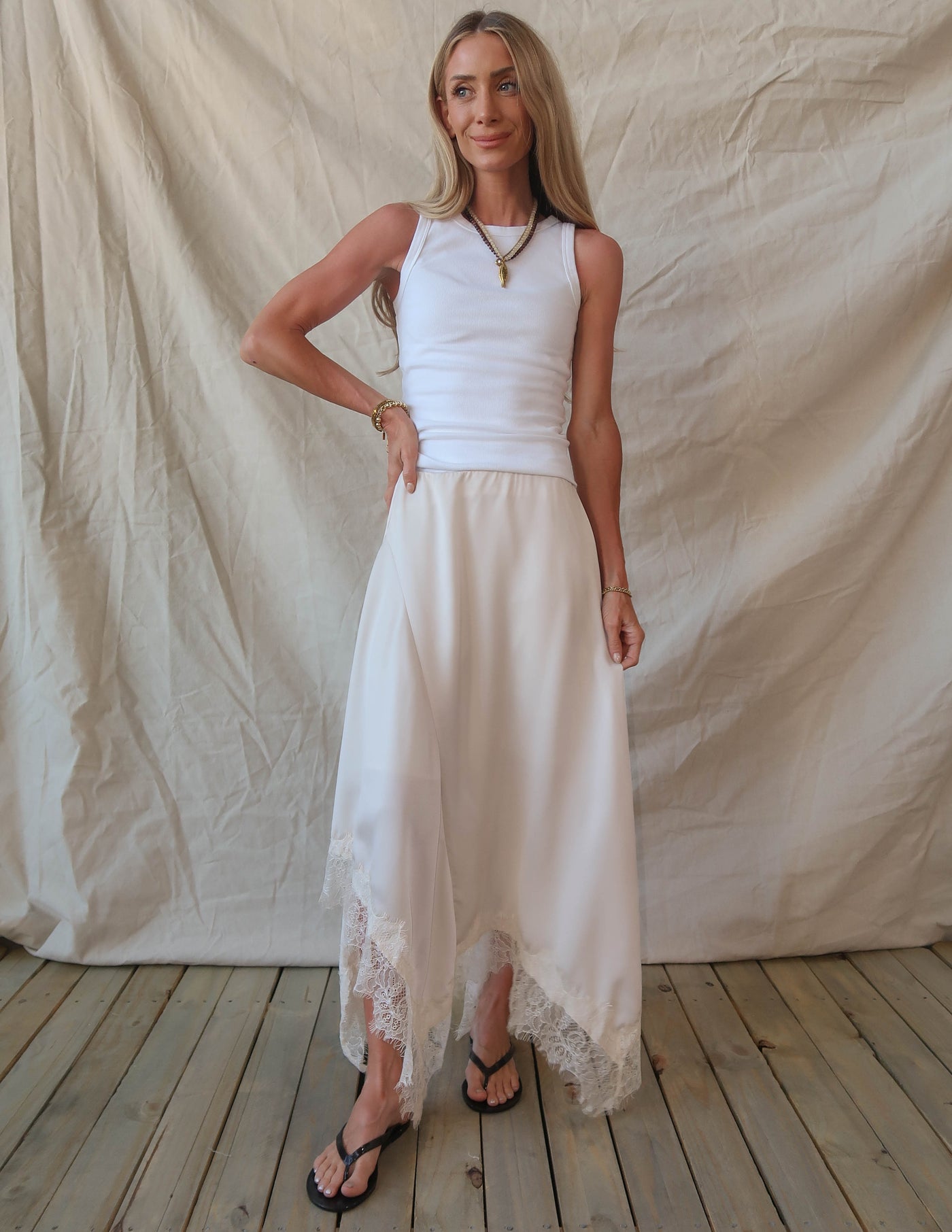 Champagne Lace Satin Skirt *COMING SOON*