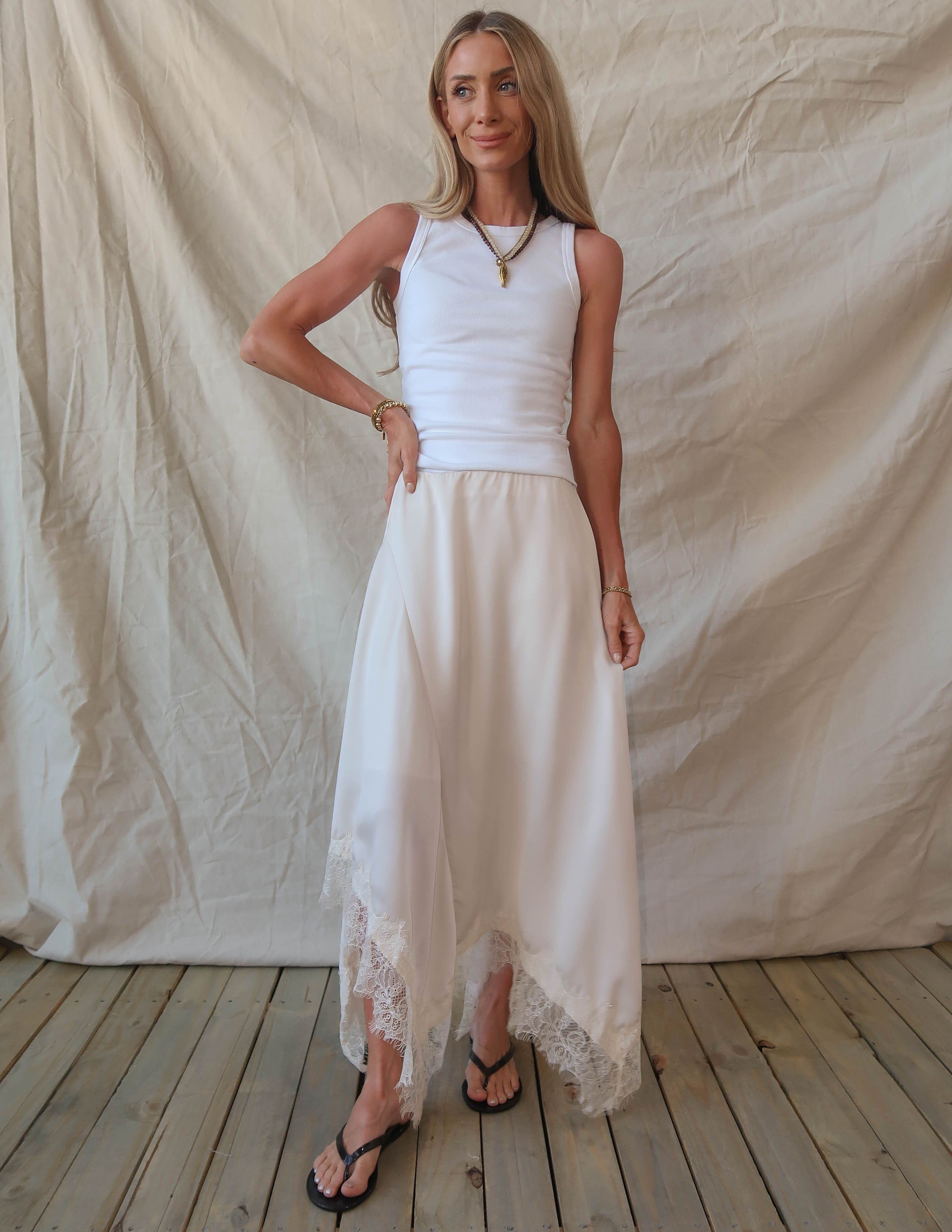 Champagne Lace Satin Skirt *COMING SOON*