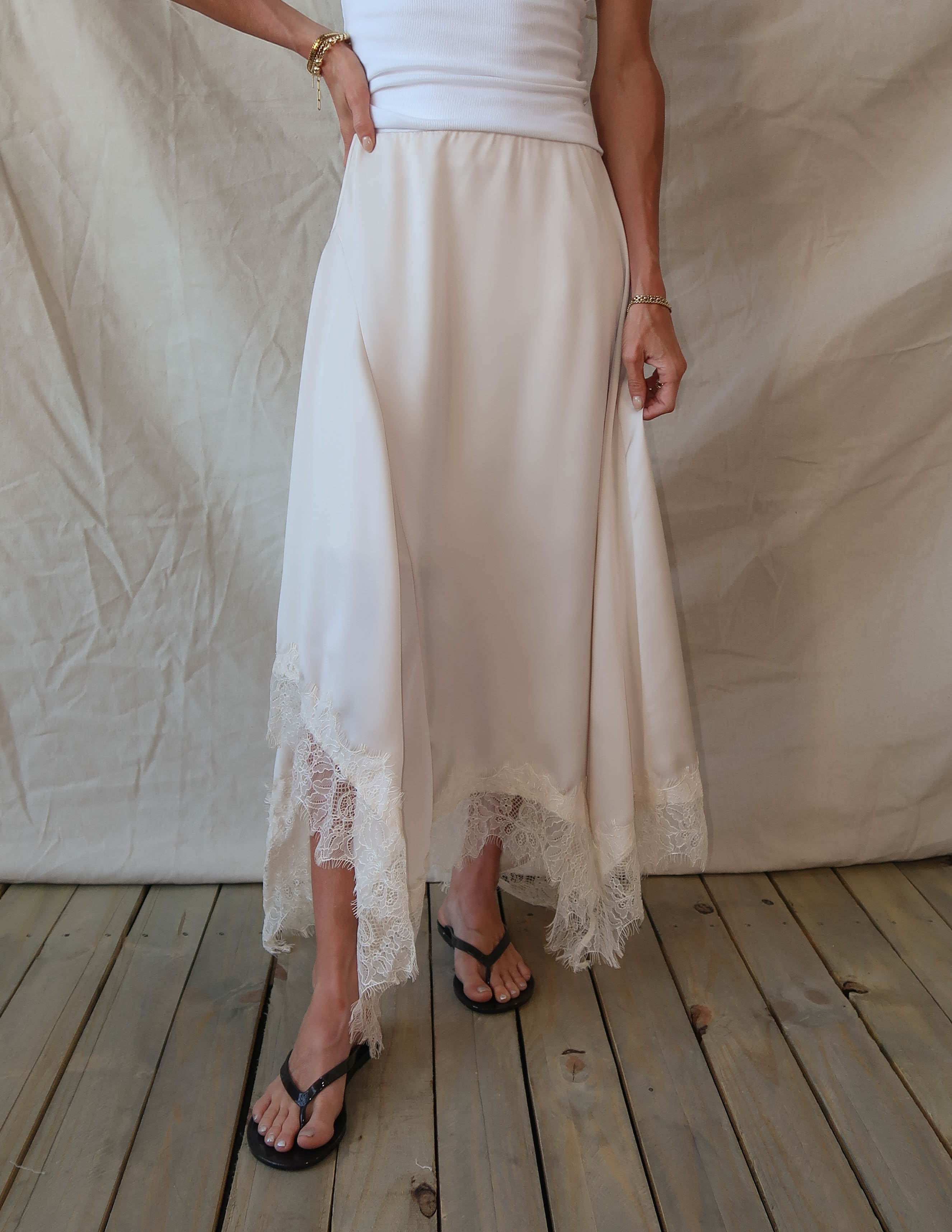 Champagne Lace Satin Skirt *COMING SOON*