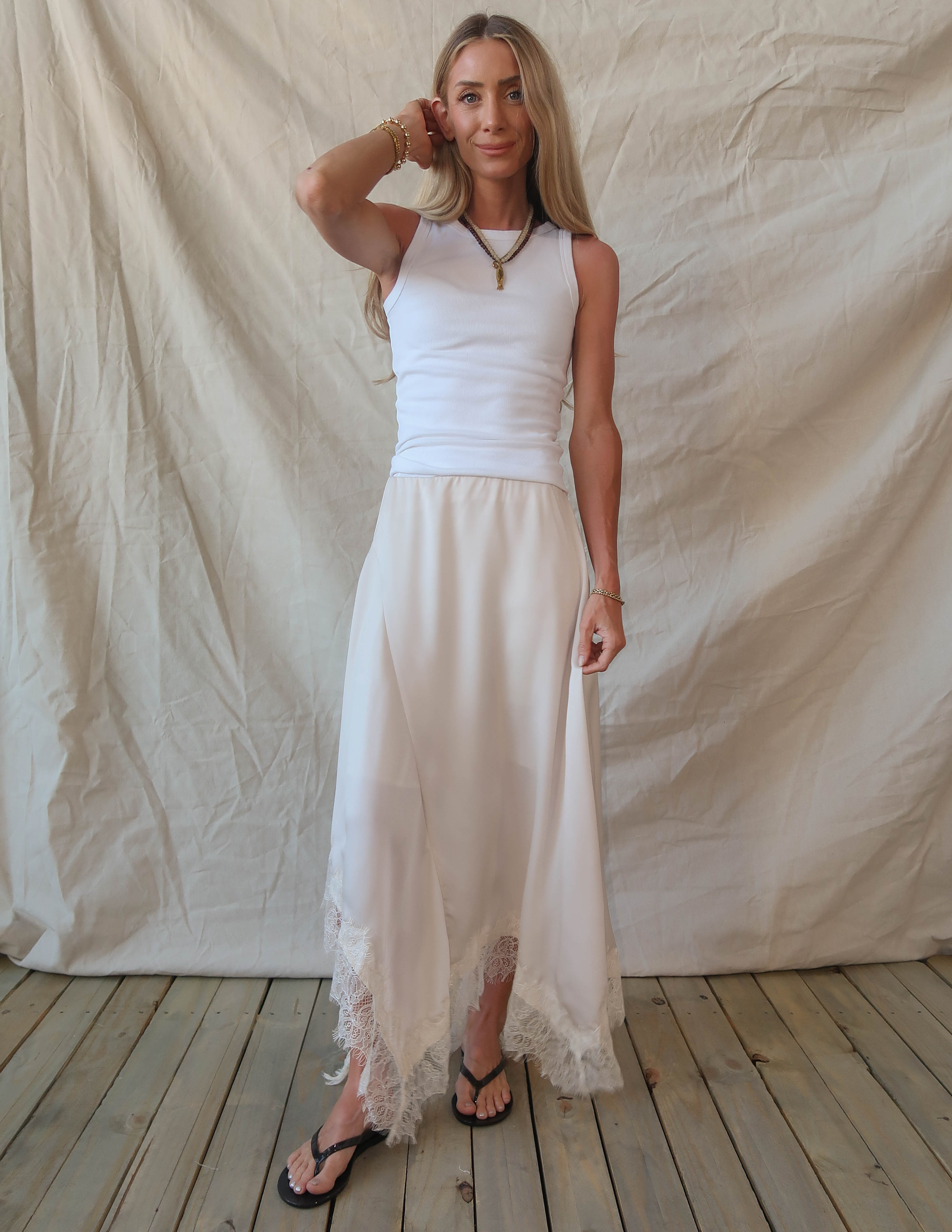 Champagne Lace Satin Skirt *COMING SOON*