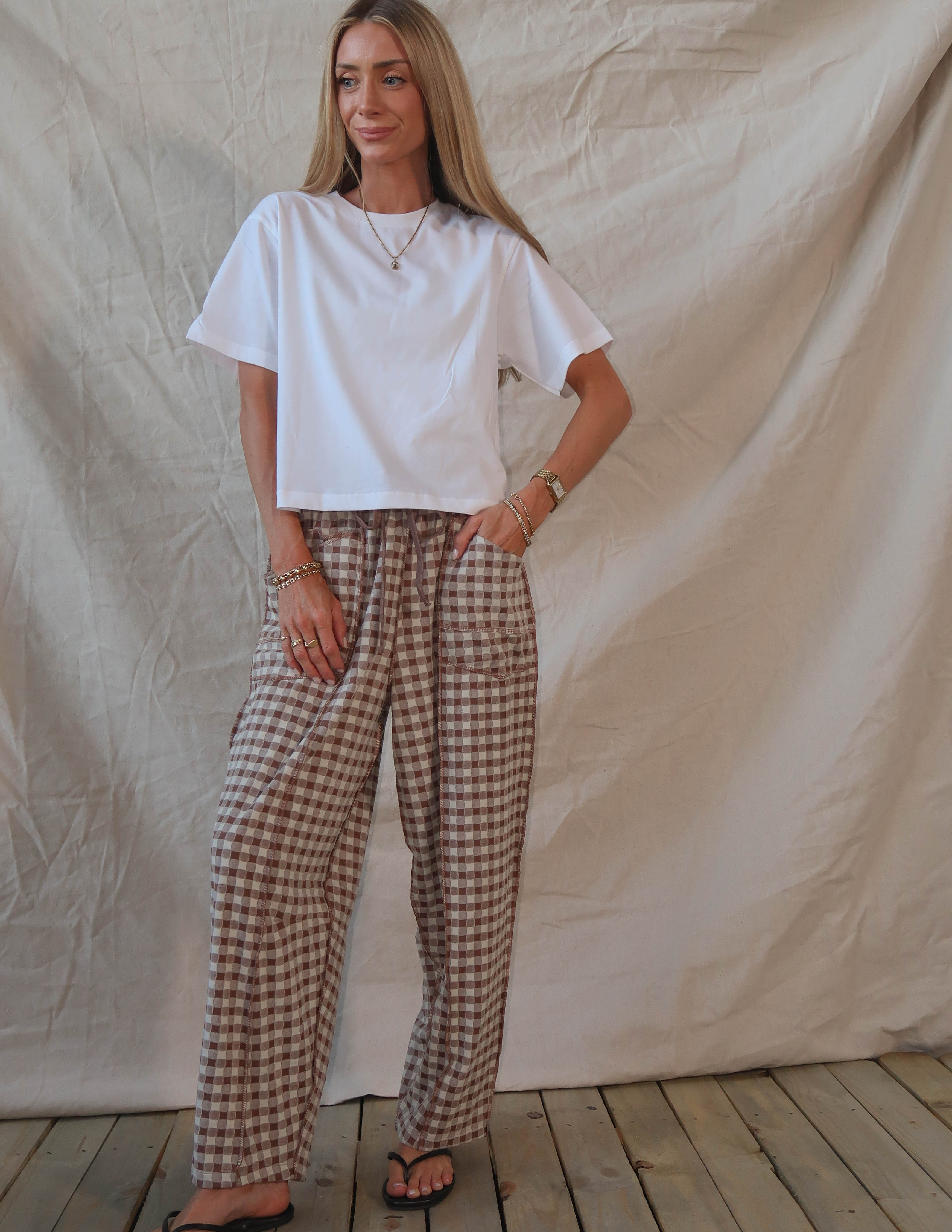 Hazel Gingham Barrel Pants
