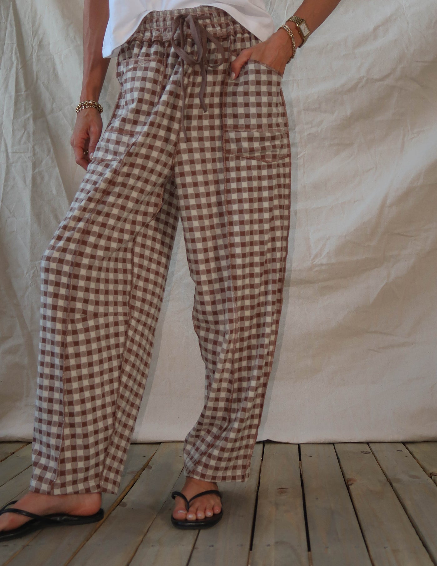 Hazel Gingham Barrel Pants
