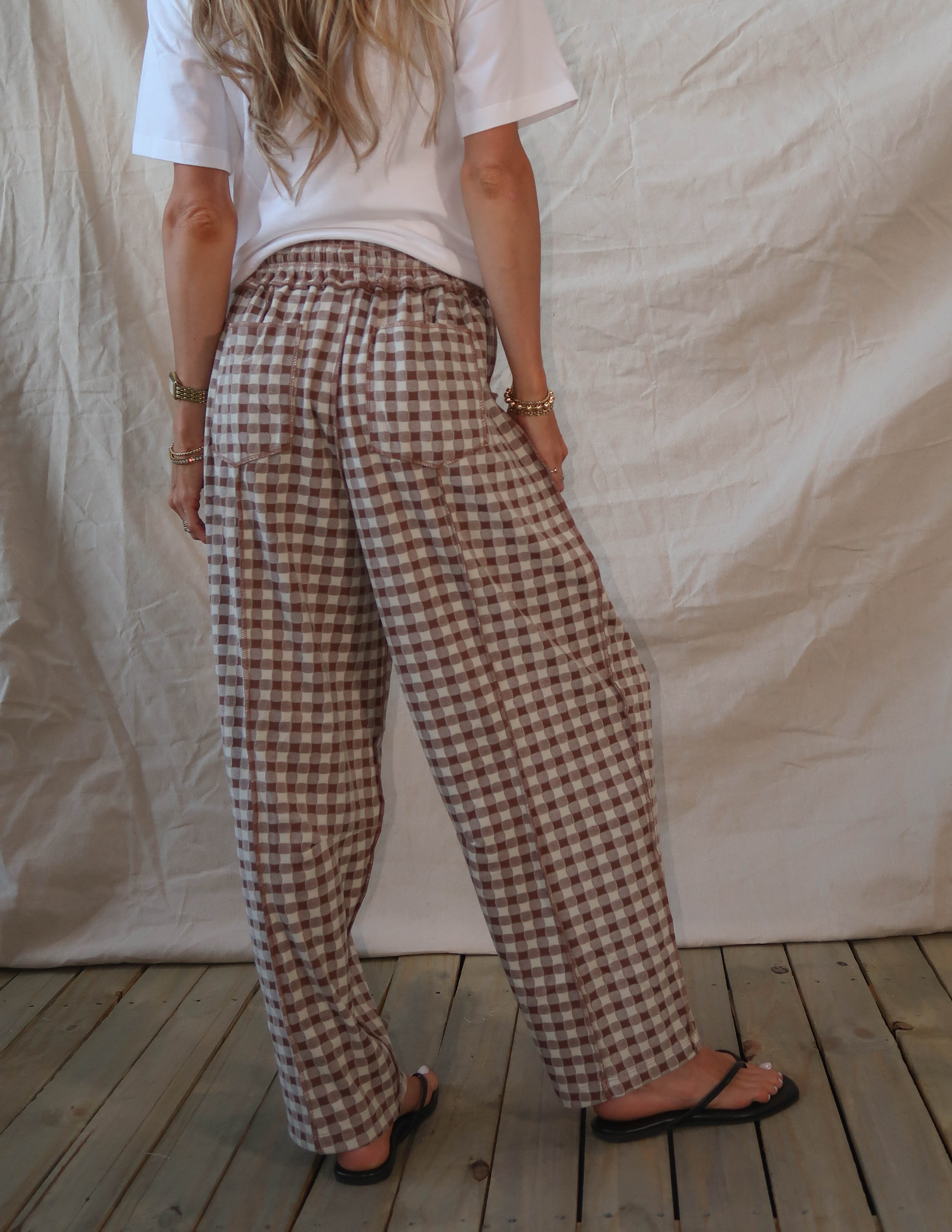 Hazel Gingham Barrel Pants
