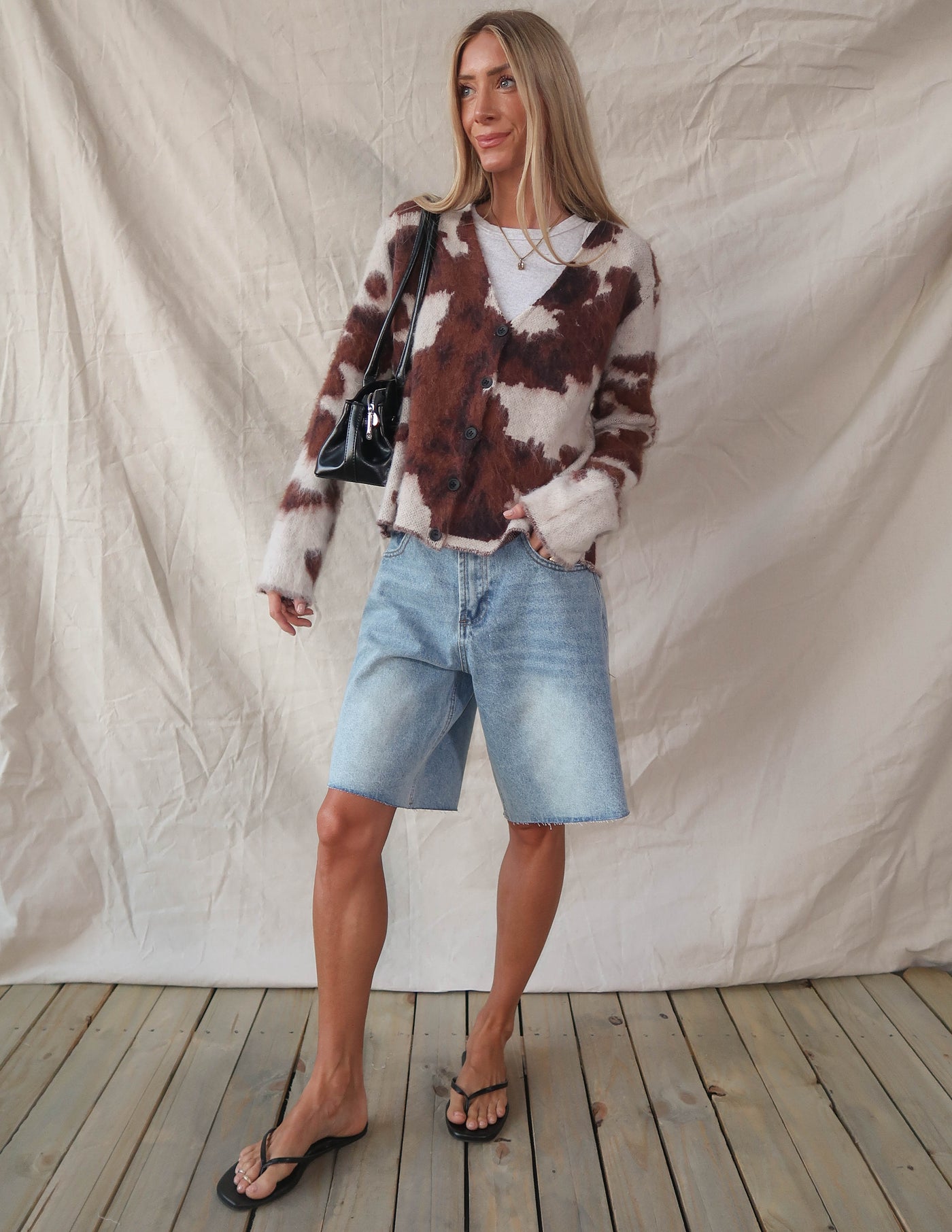 Cow Print Sweater Cardigan