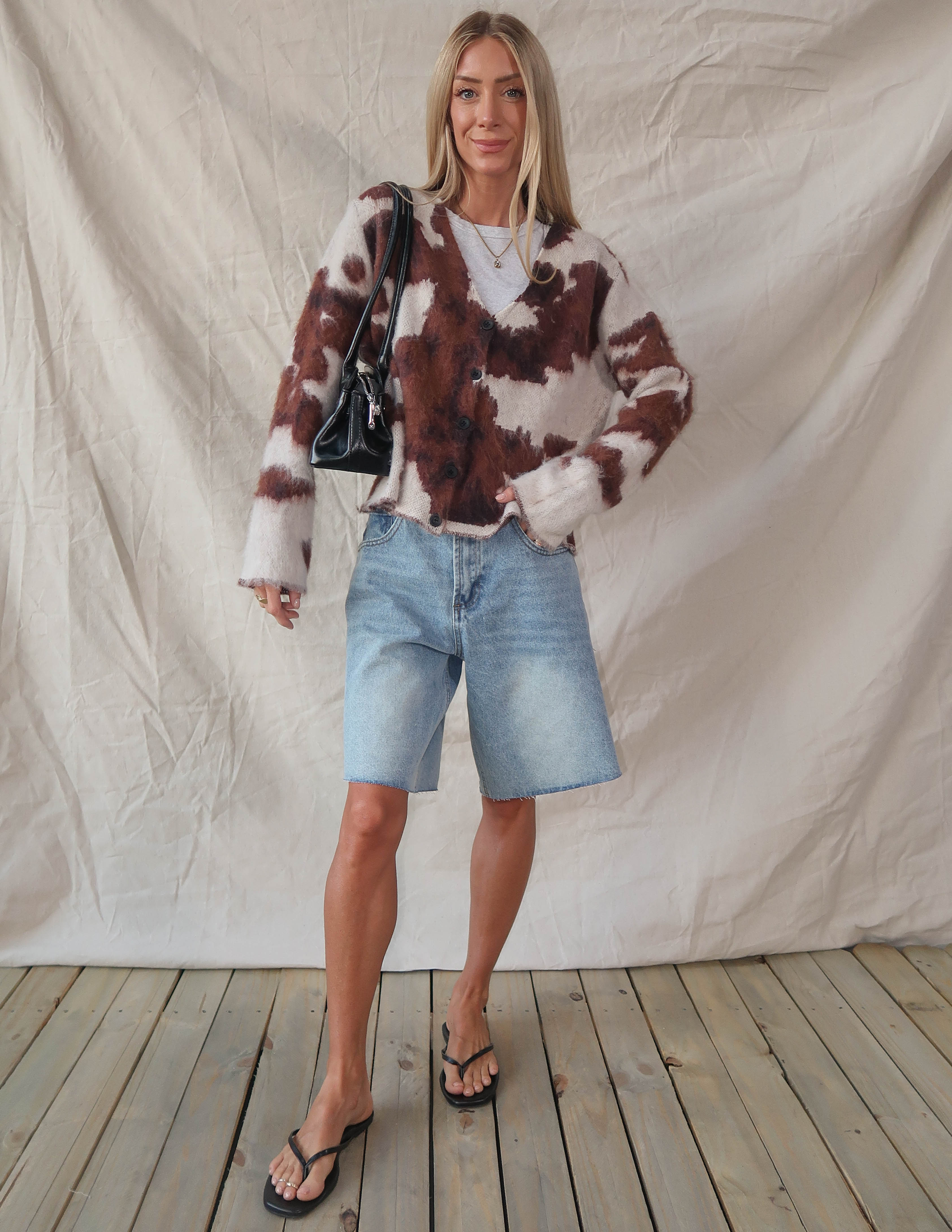 Cow Print Sweater Cardigan