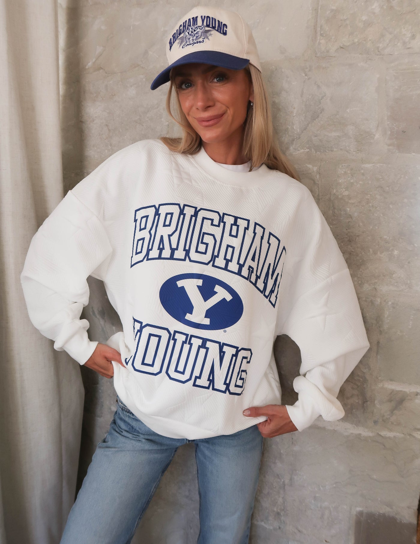 BYU Embossed Crewneck
