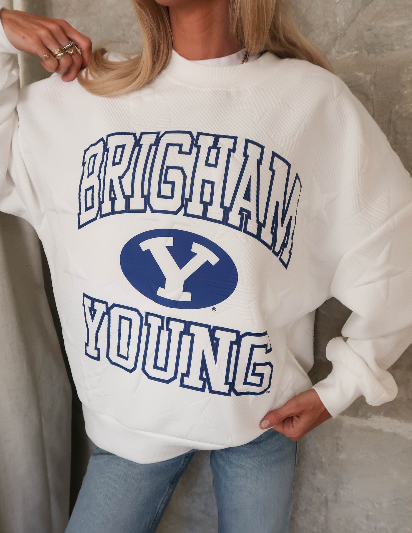 BYU Embossed Crewneck