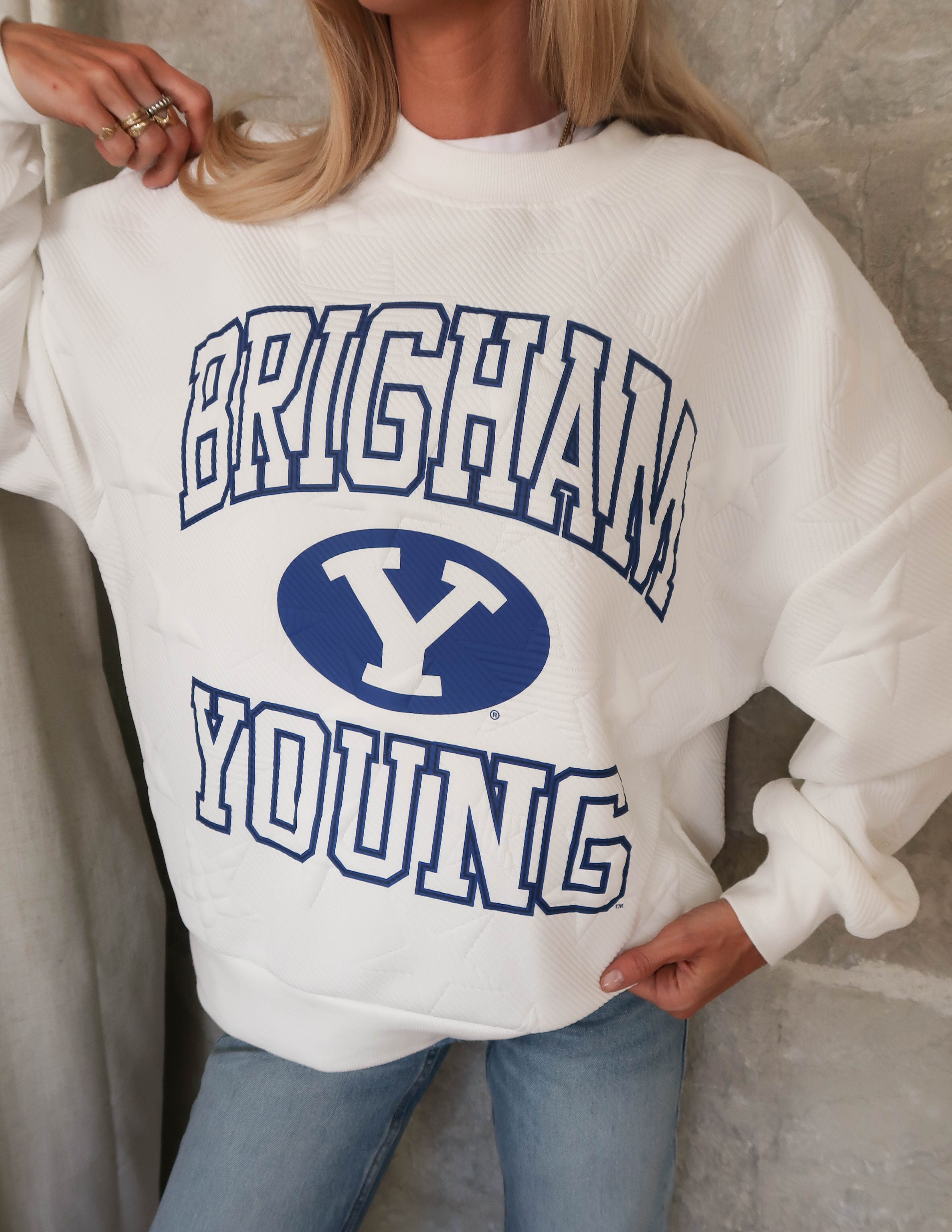 BYU Embossed Crewneck