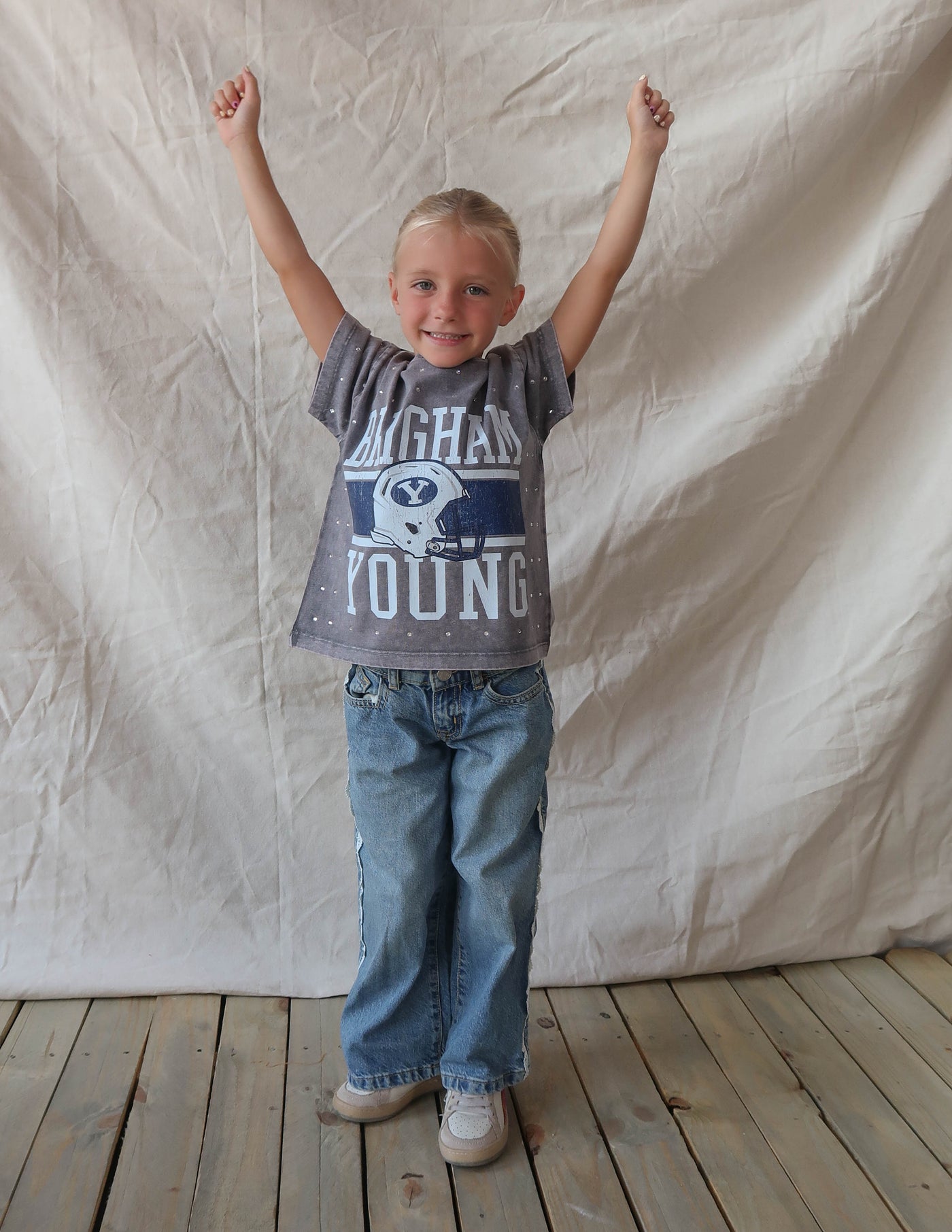 BYU Kids Rhinestone Oversized Tee