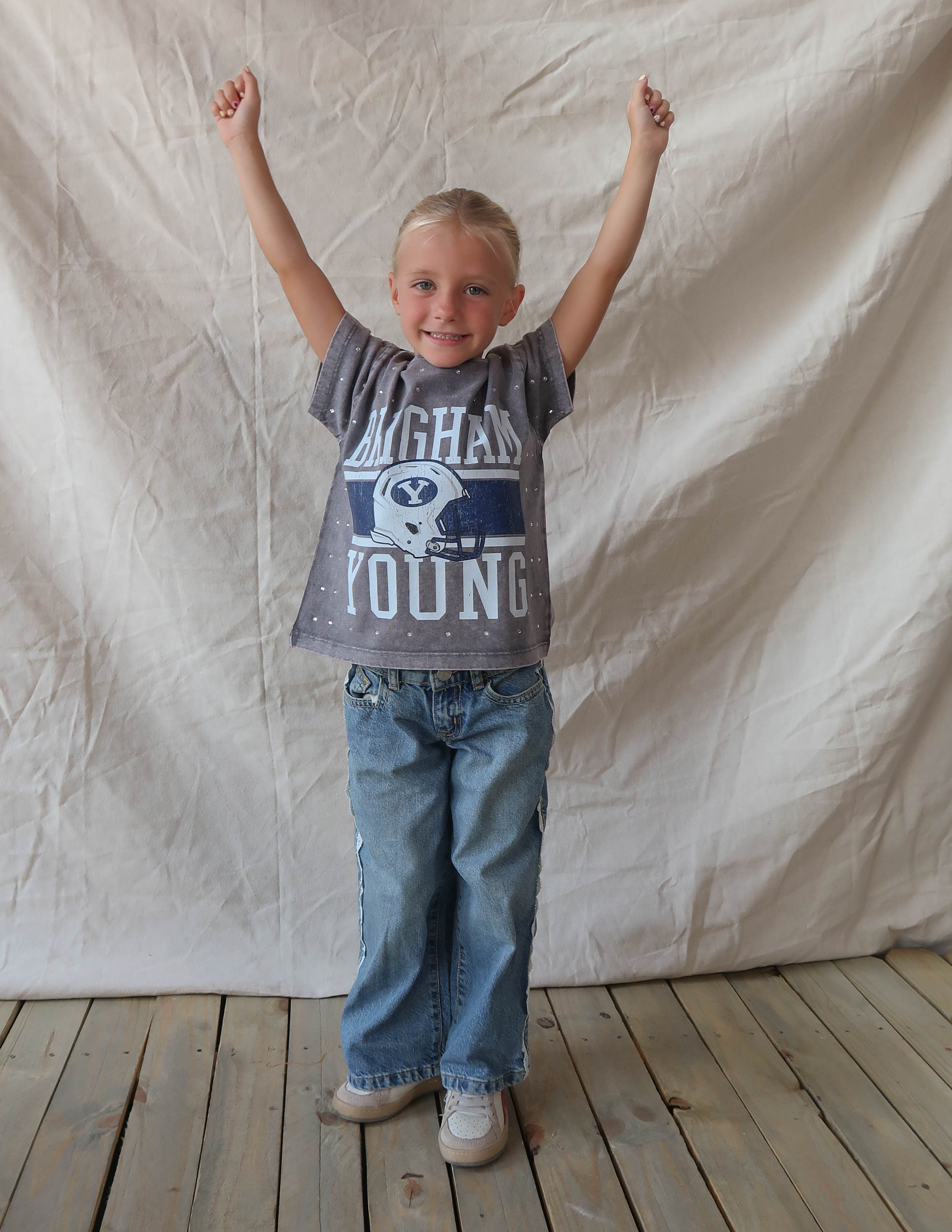 BYU Kids Rhinestone Oversized Tee