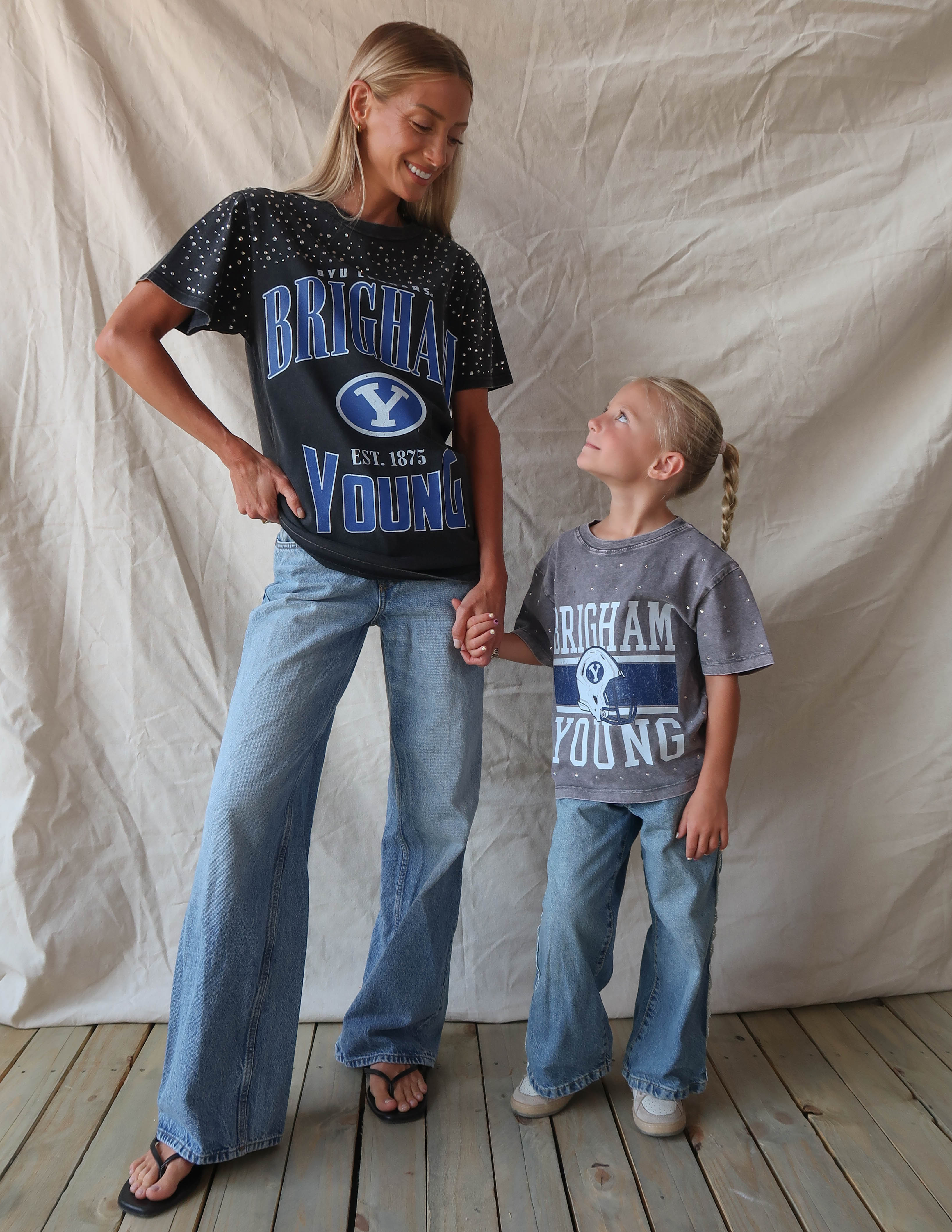 BYU Kids Rhinestone Oversized Tee