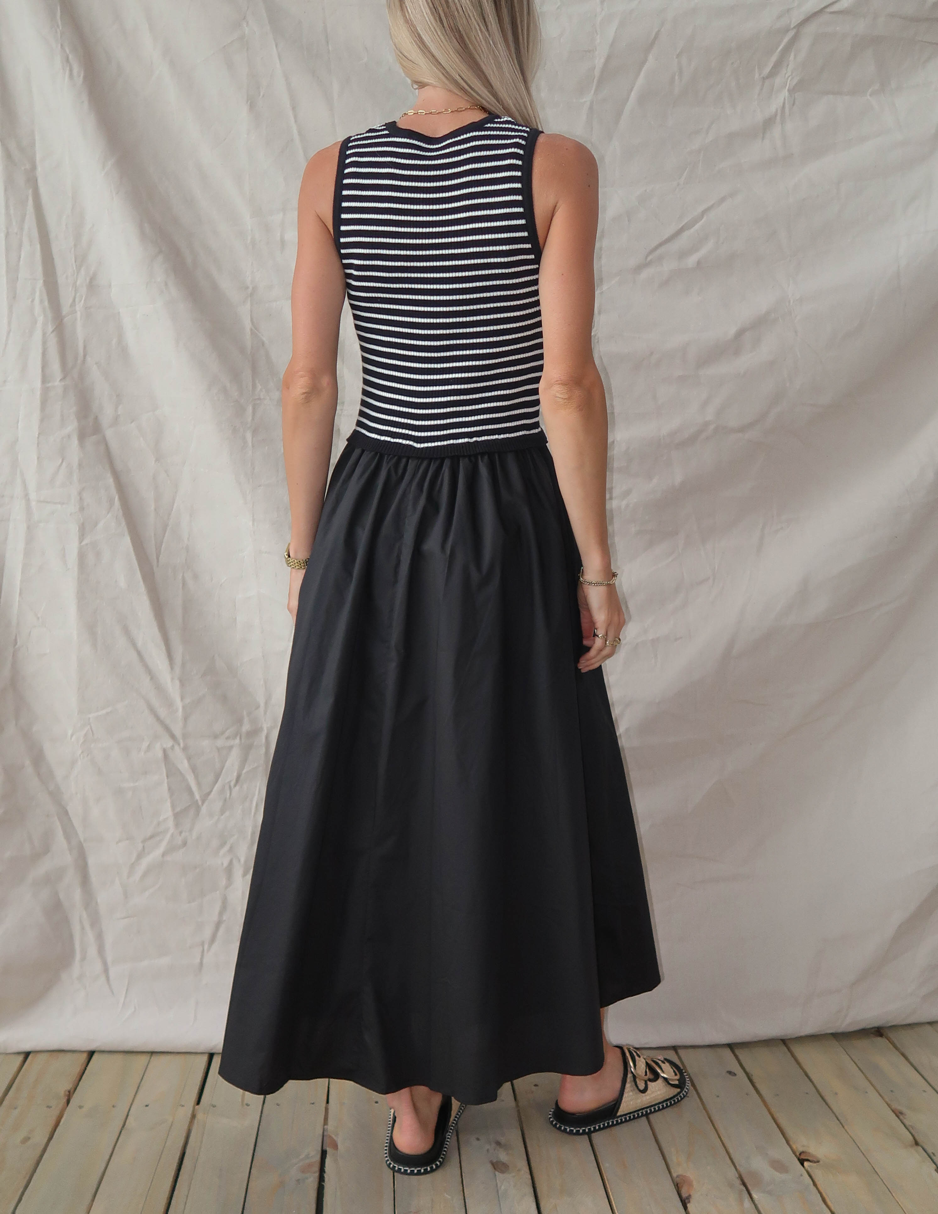 Elara Striped Midi Dress