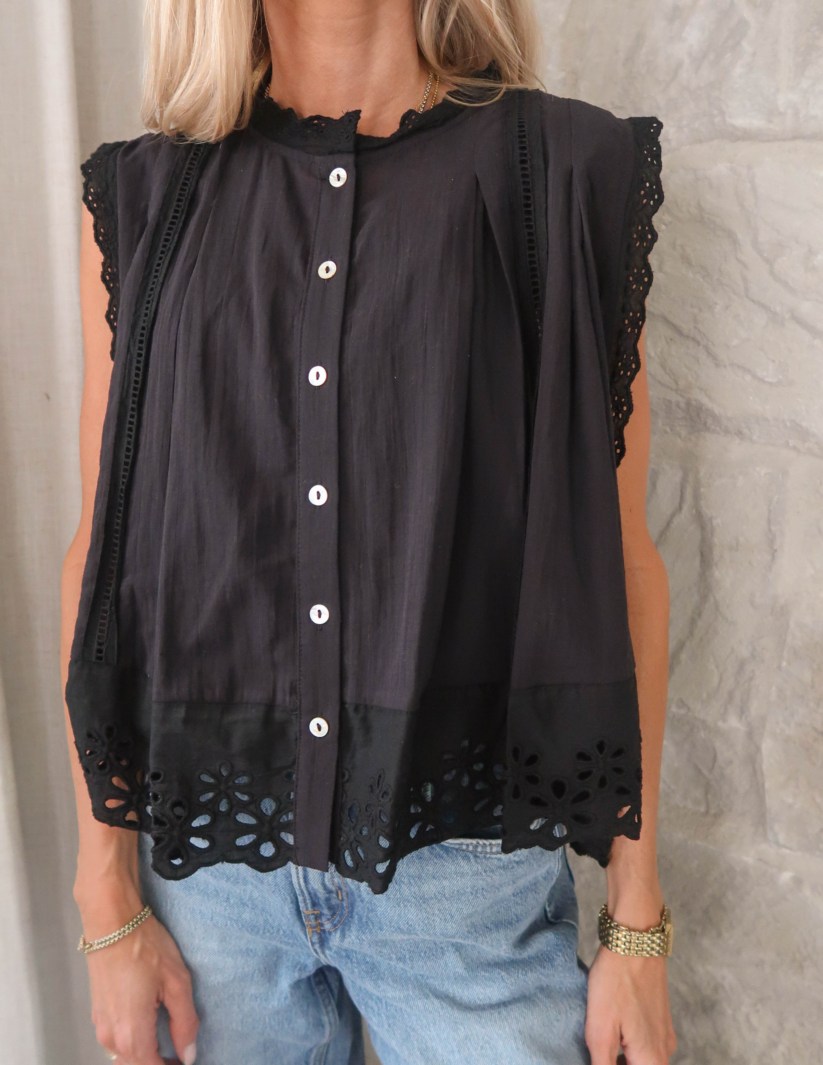 Colette Ruffle Eyelet Top
