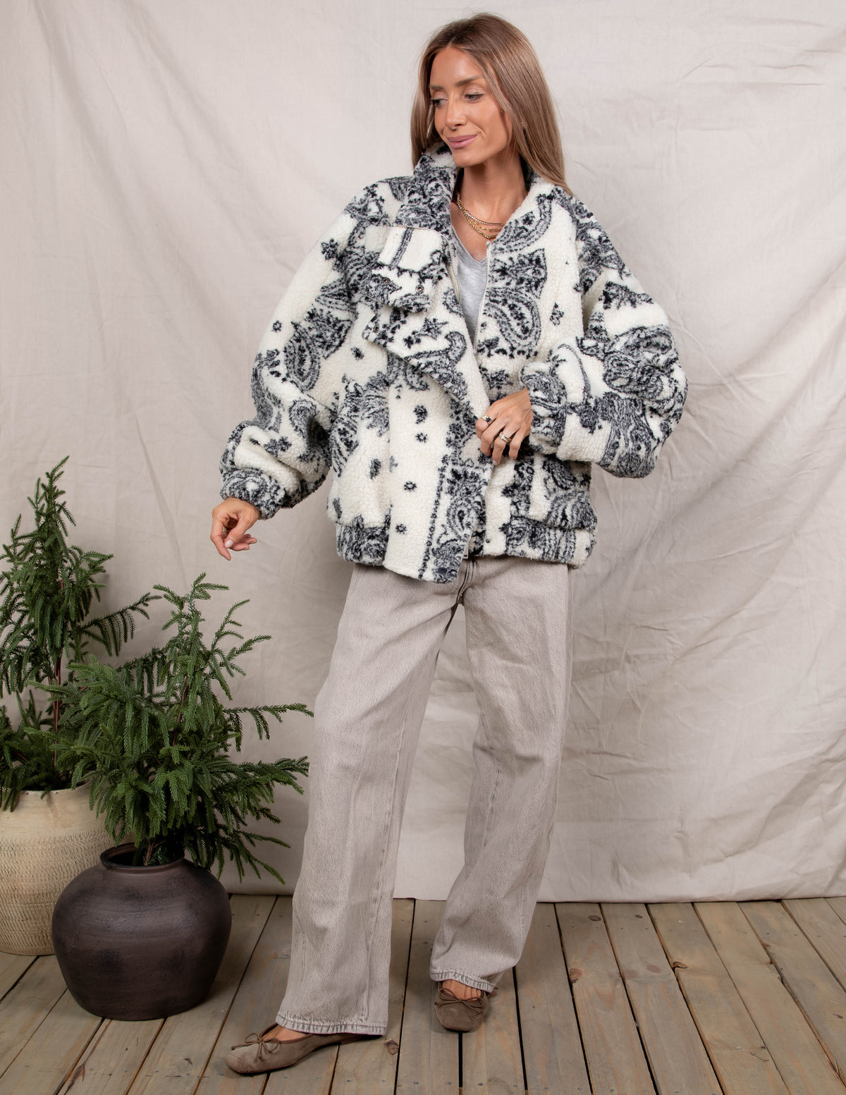 Willow Paisley Sherpa Jacket