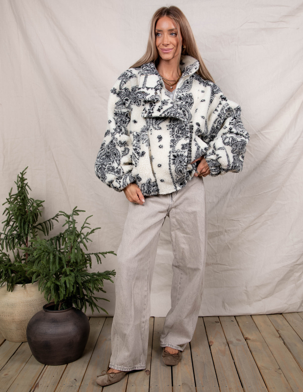 Willow Paisley Sherpa Jacket