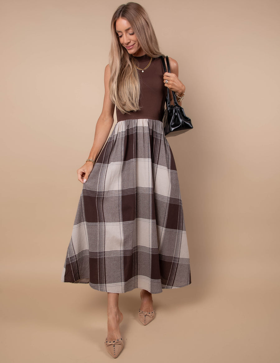 Mariana Plaid Midi Dress