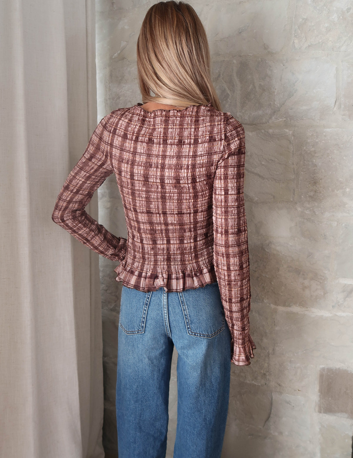 Renee Sheer Plaid Top