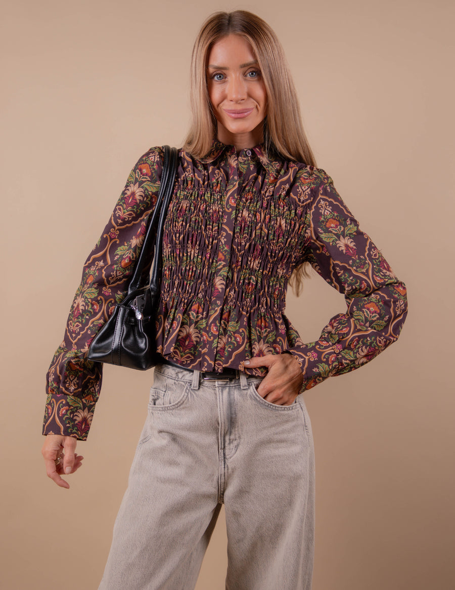 Nessa Paisley Peplum Top