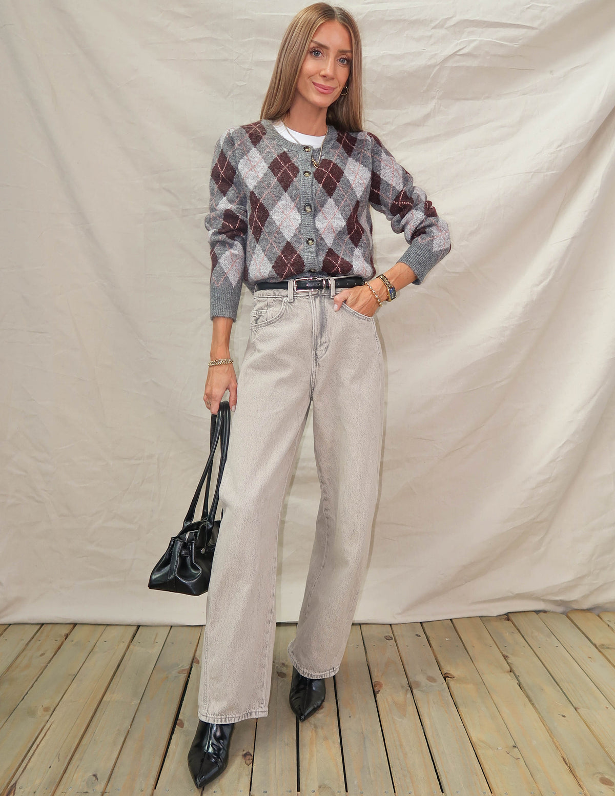 Mila Argyle Sweater Cardigan