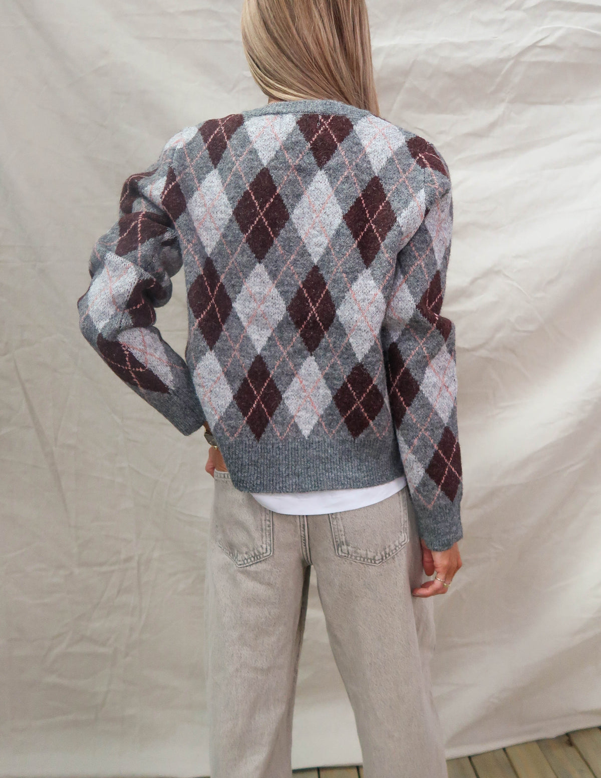 Mila Argyle Sweater Cardigan