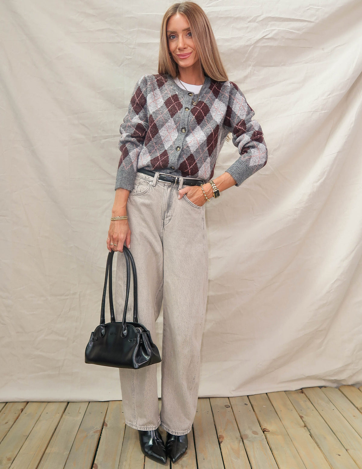 Mila Argyle Sweater Cardigan
