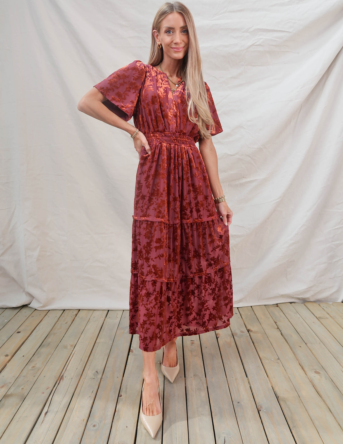 Velvet Rose Tiered Dress