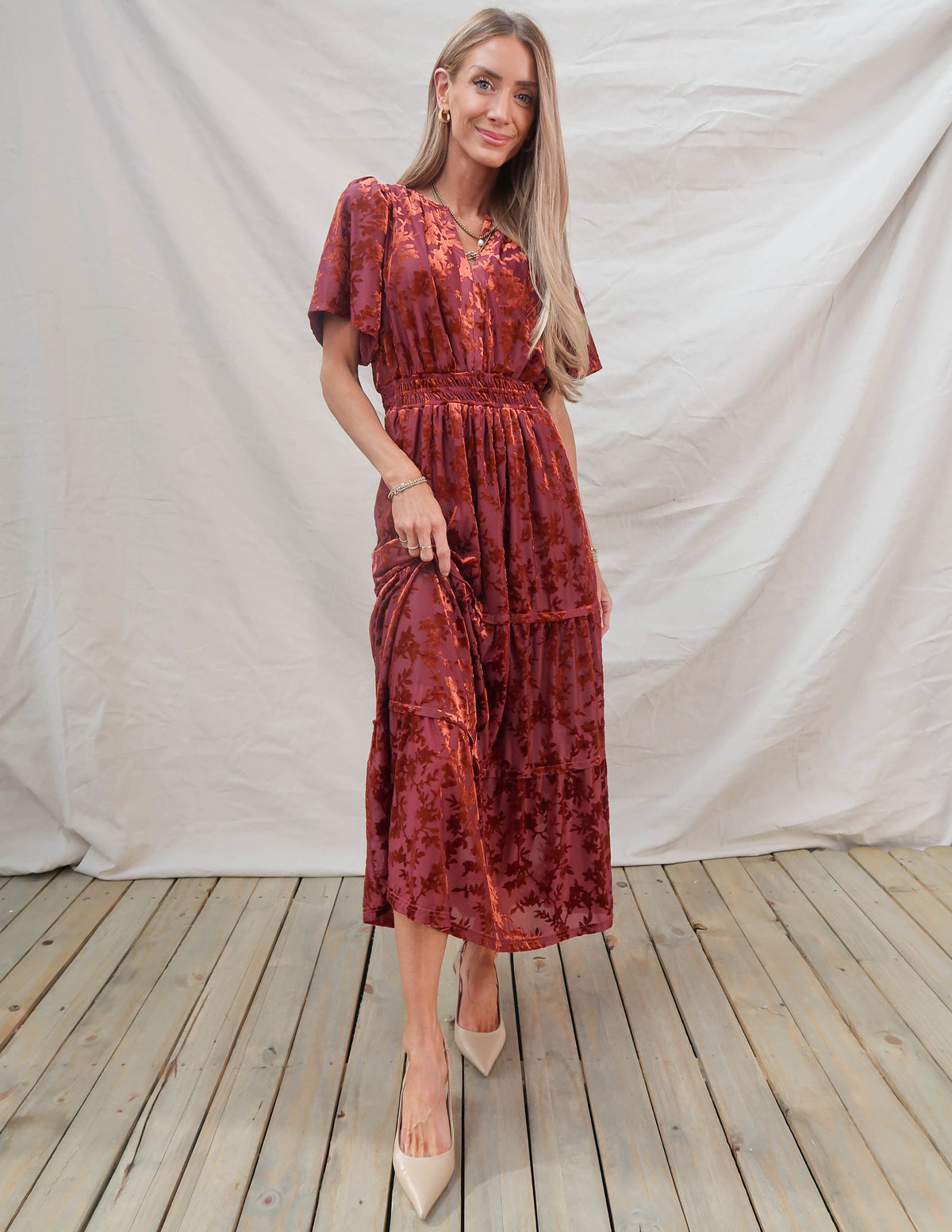 Velvet Rose Tiered Dress