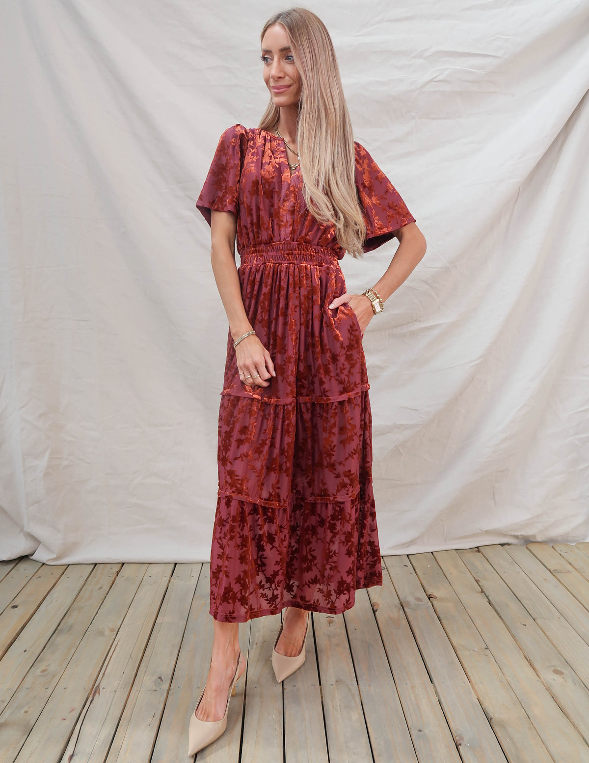 Velvet Rose Tiered Dress