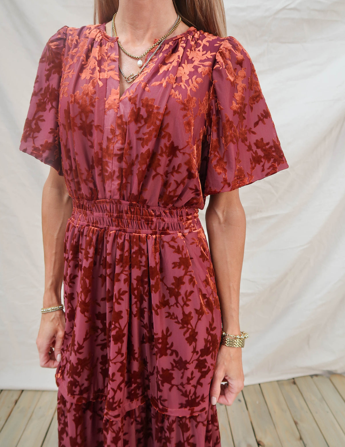 Velvet Rose Tiered Dress
