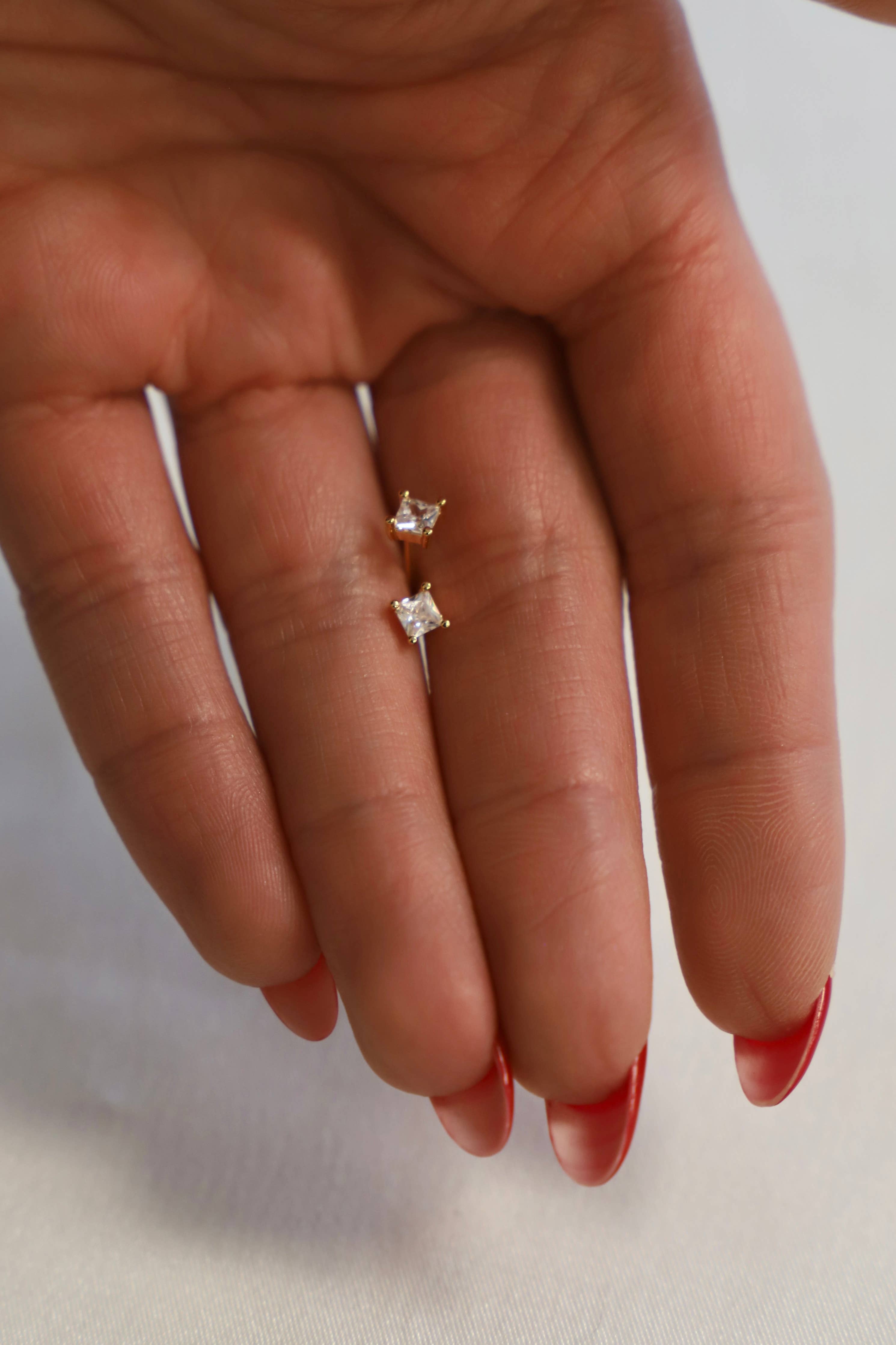 Square Cz Stud