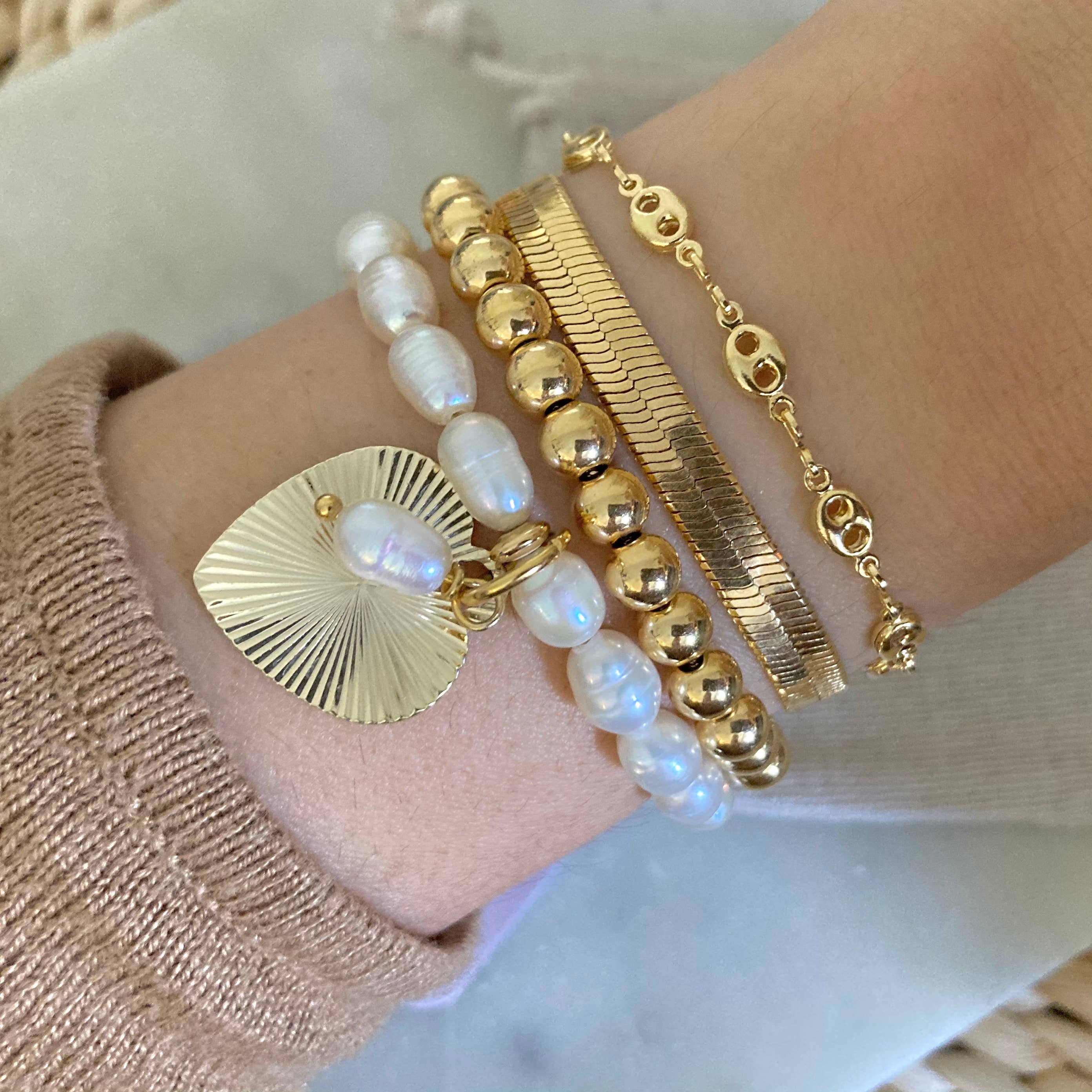 Cherish Beaded Gold Bracelet