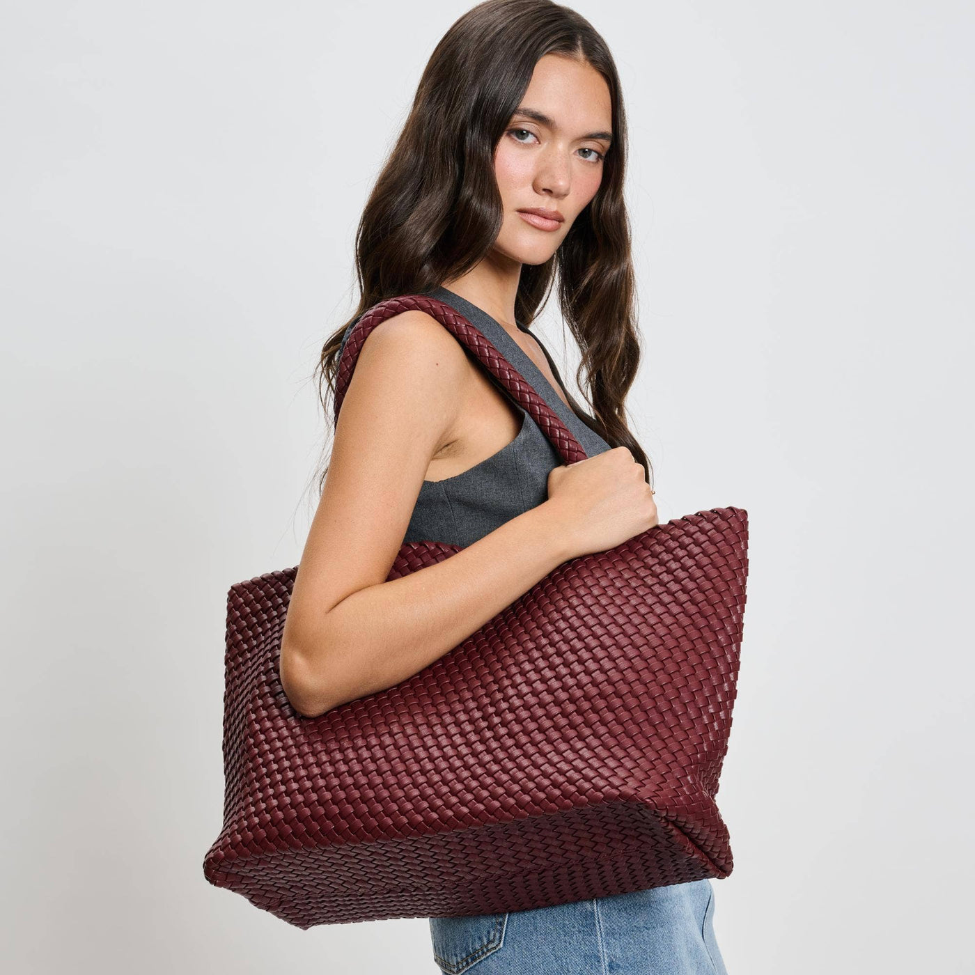 Solana Woven Vegan Leather Tote