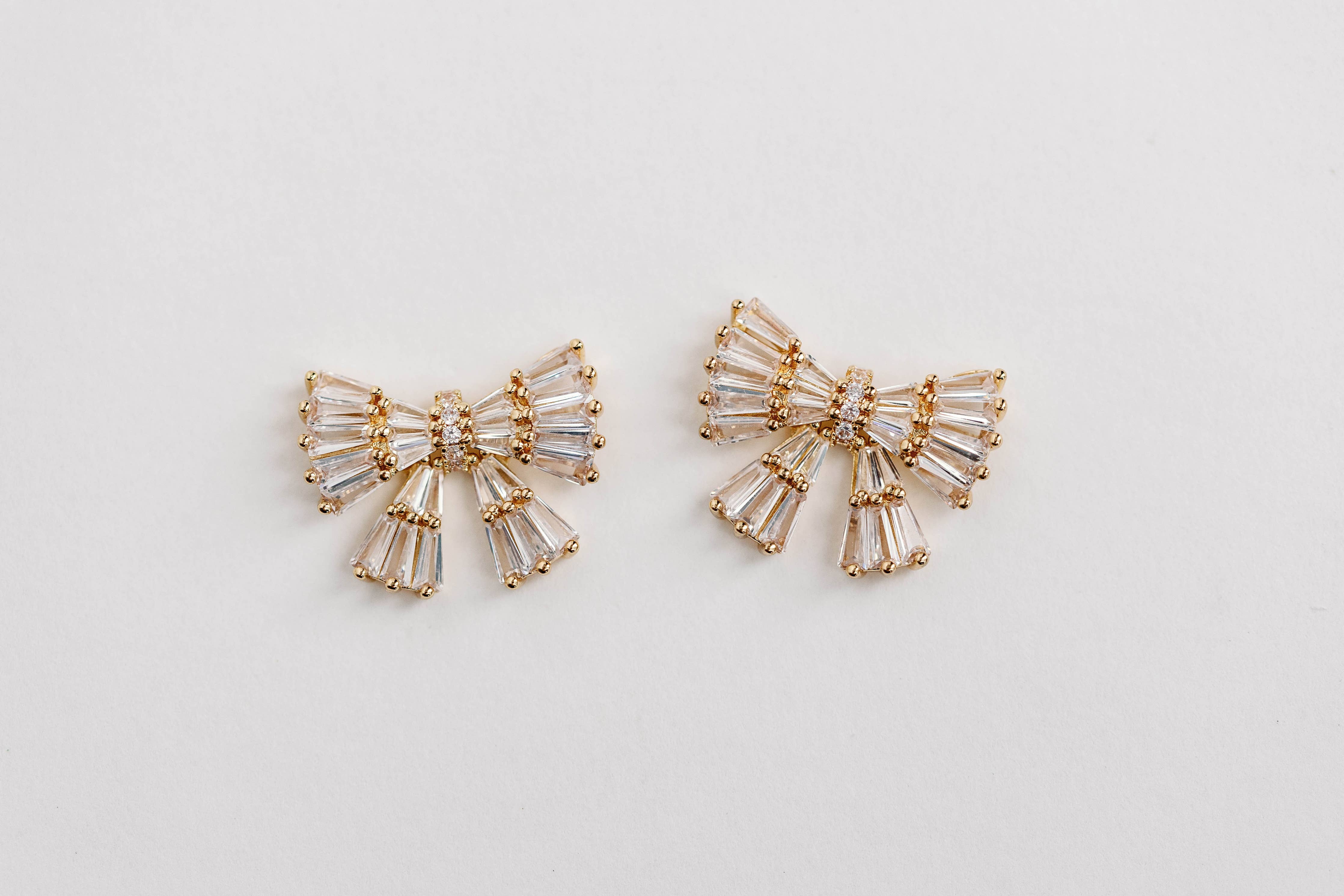 Gold Maxi Sparkler Statement Stud Bow Earrings