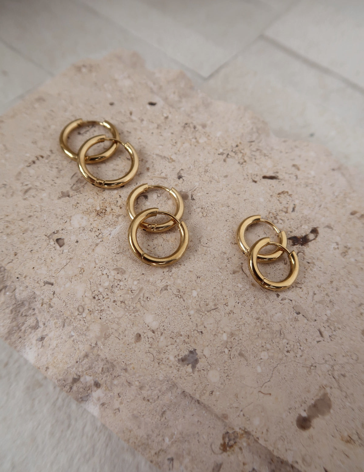 Three Size Set Gold Hoop Earrings