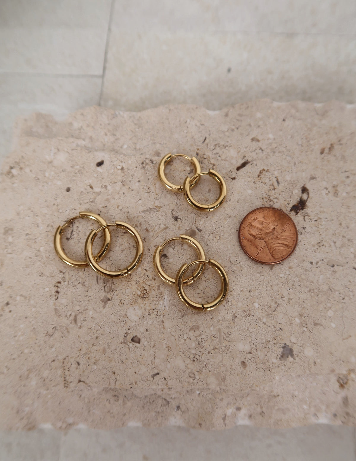 Three Size Set Gold Hoop Earrings