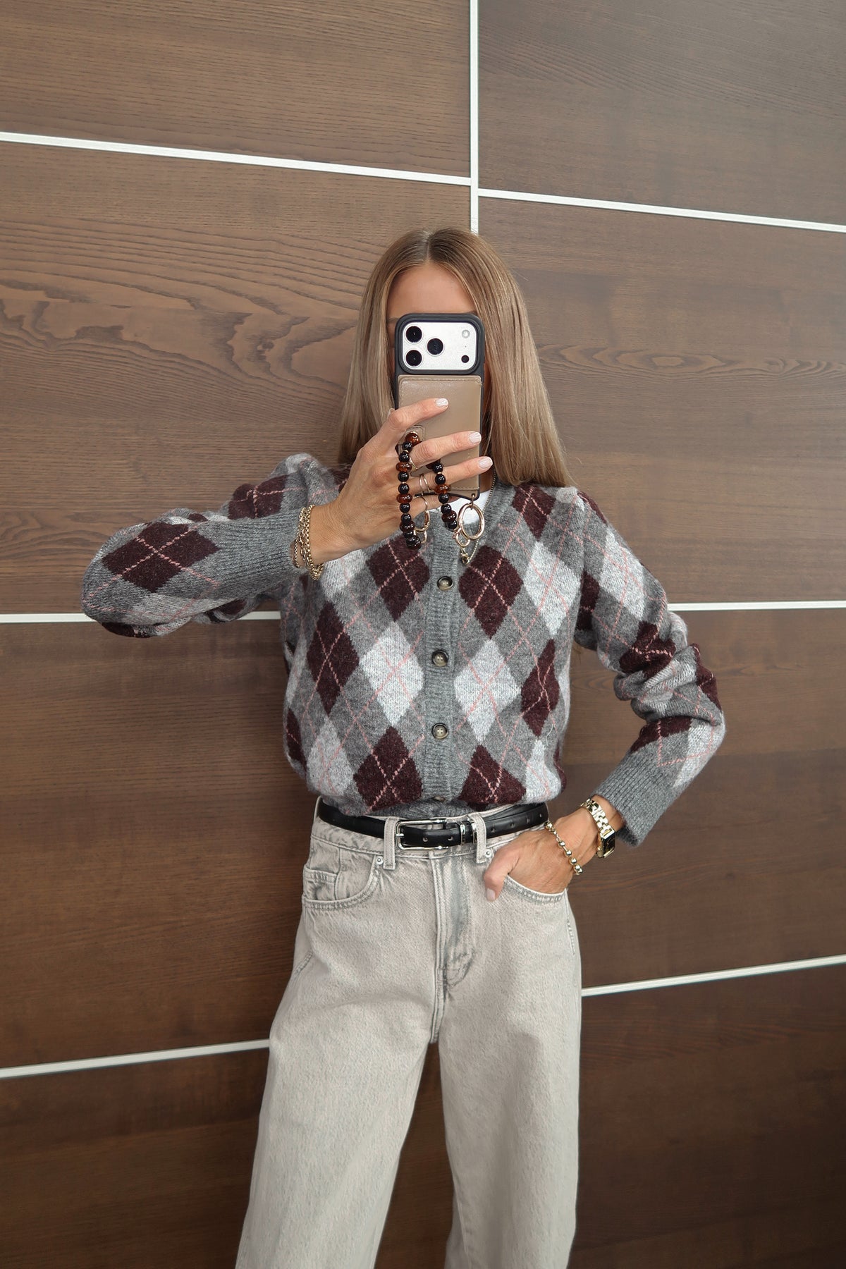 Mila Argyle Sweater Cardigan