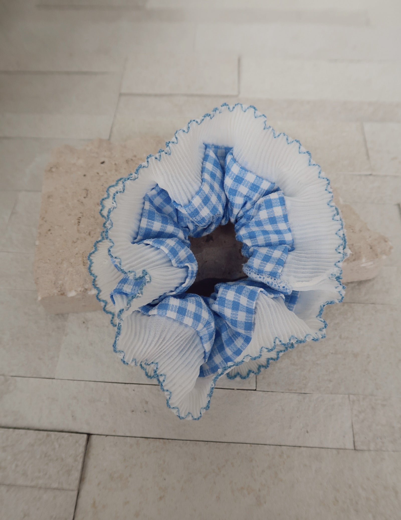 Double Layered Checkered Scrunchy