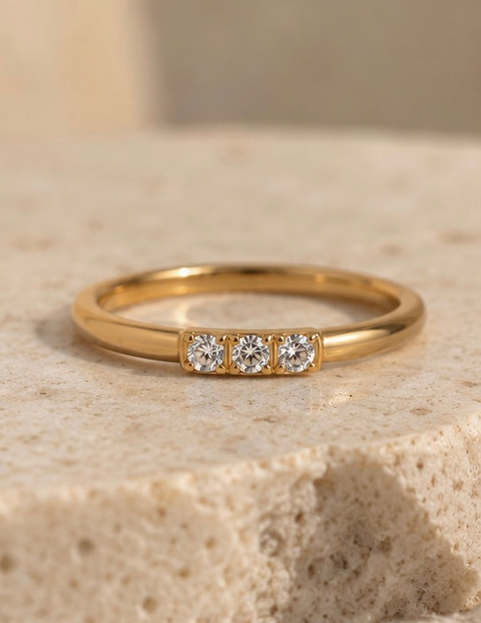 Dainty Three Gem Ring