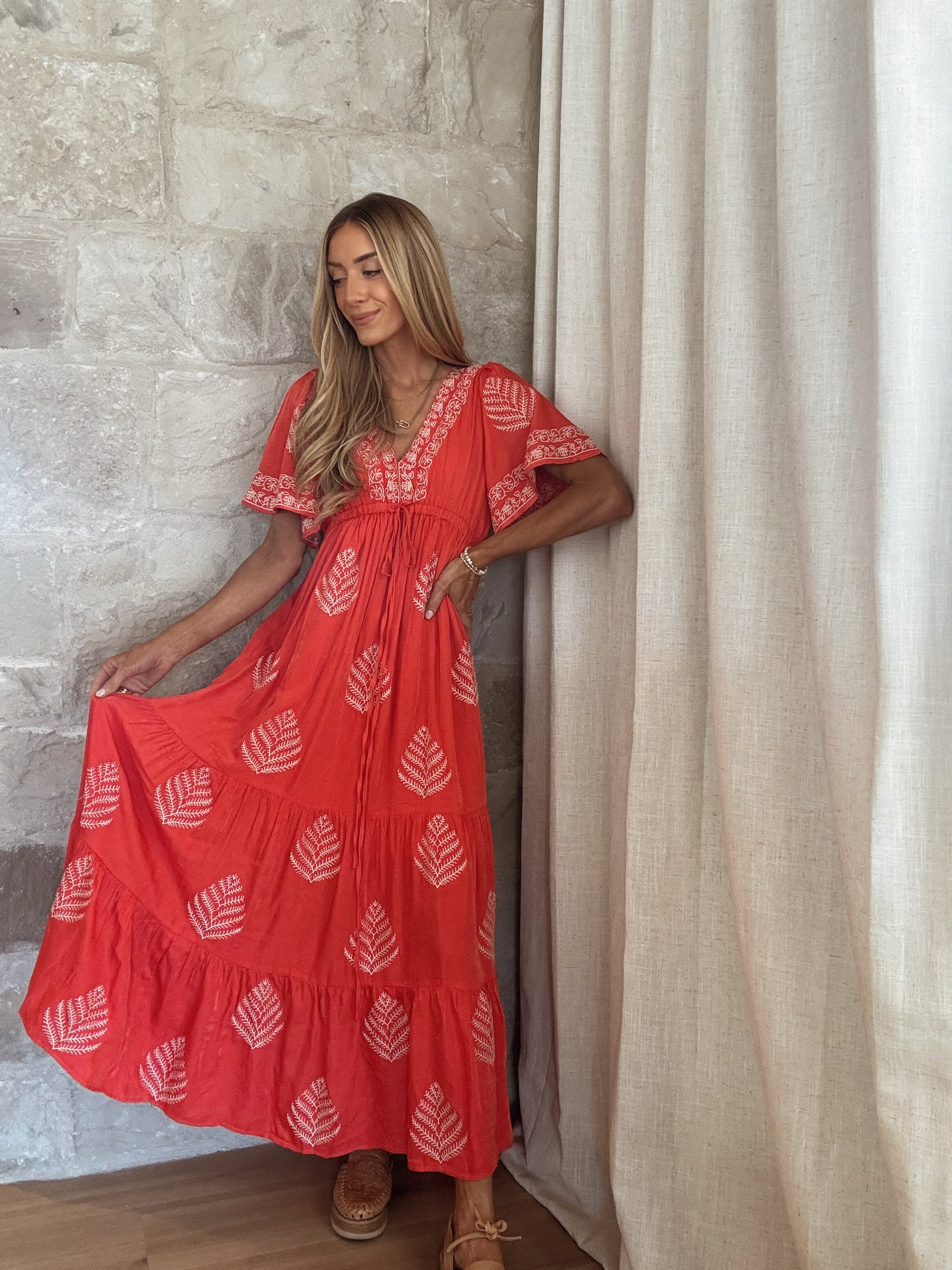 Botanical Embroidered Dress