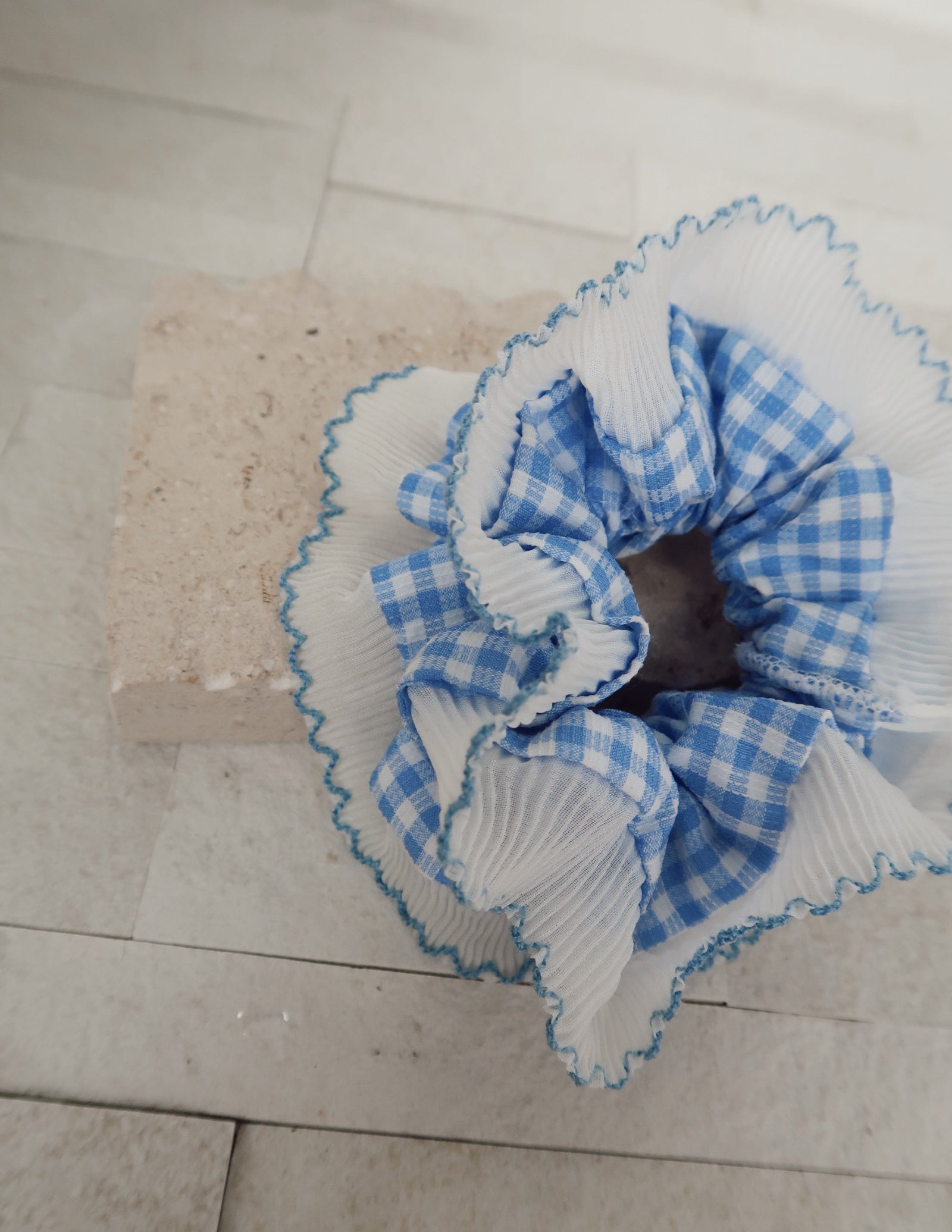 Double Layered Checkered Scrunchy