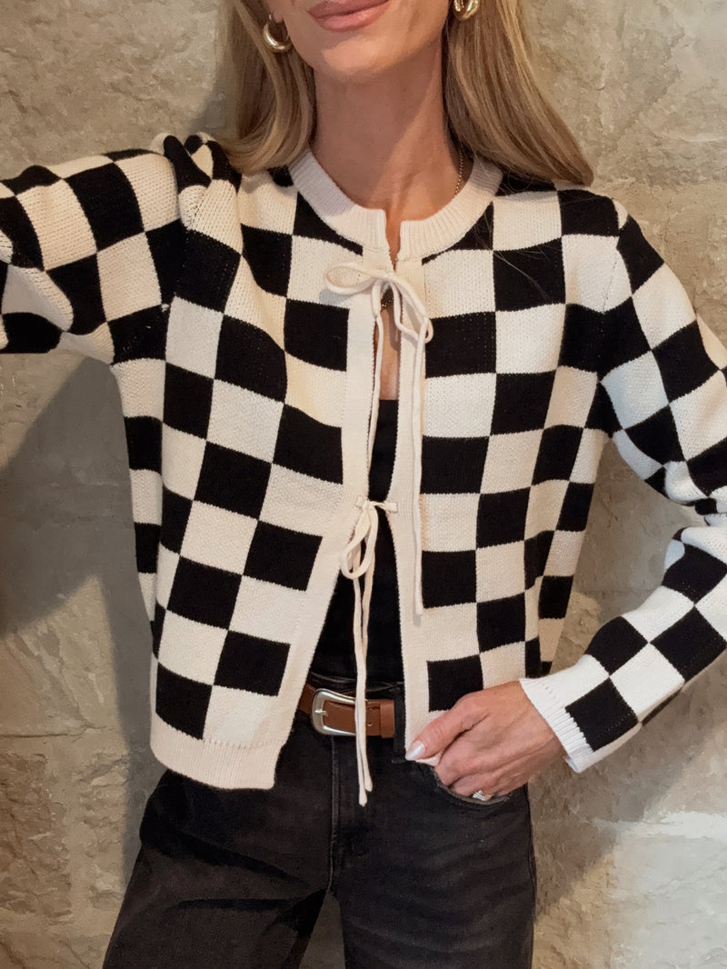 Velona Checkered Cardigan