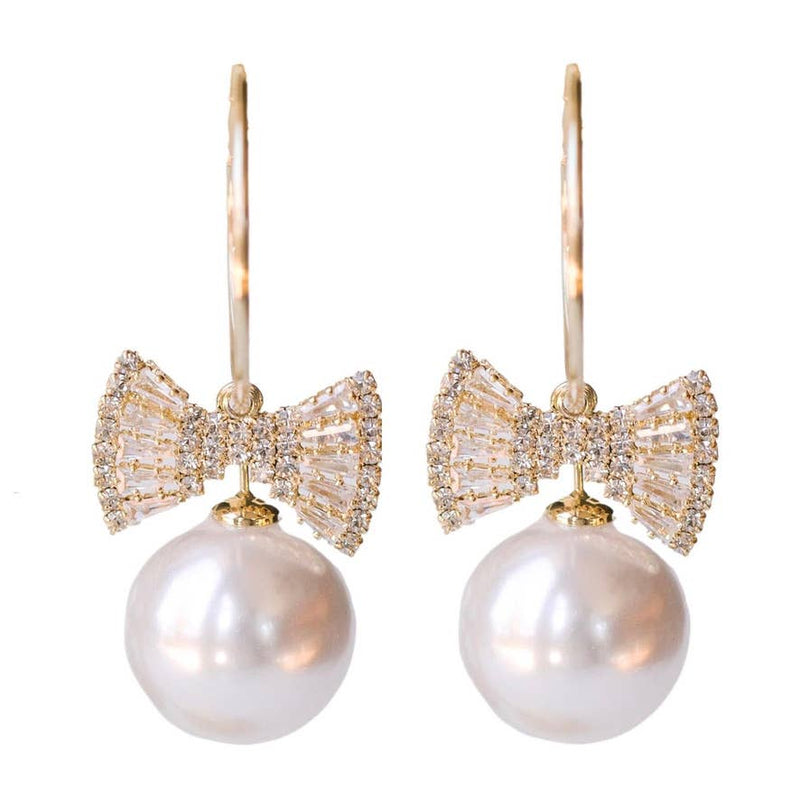 Bow Tie Pearl Statement Earrings