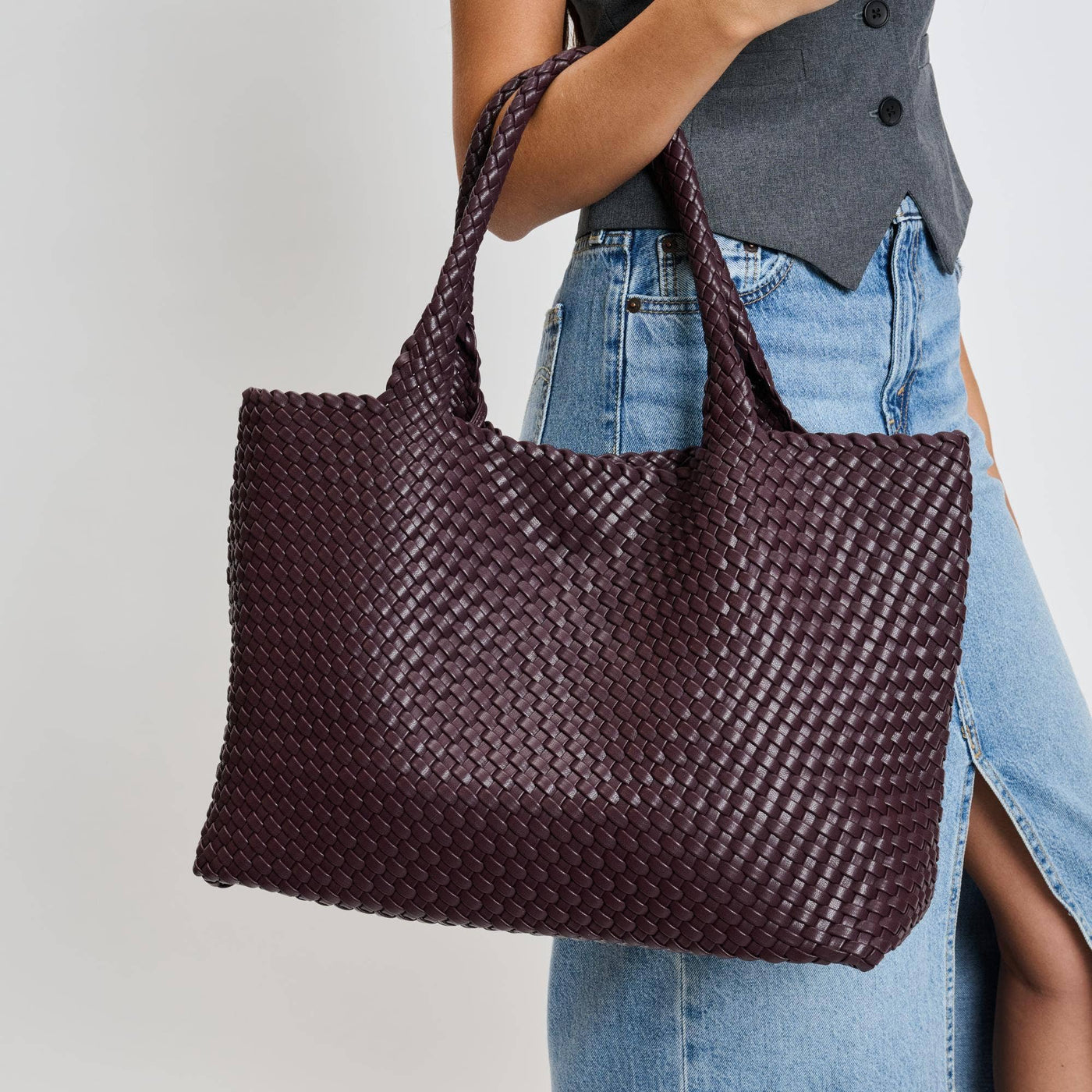 Solana Woven Vegan Leather Tote