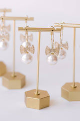 Bow Tie Pearl Statement Earrings