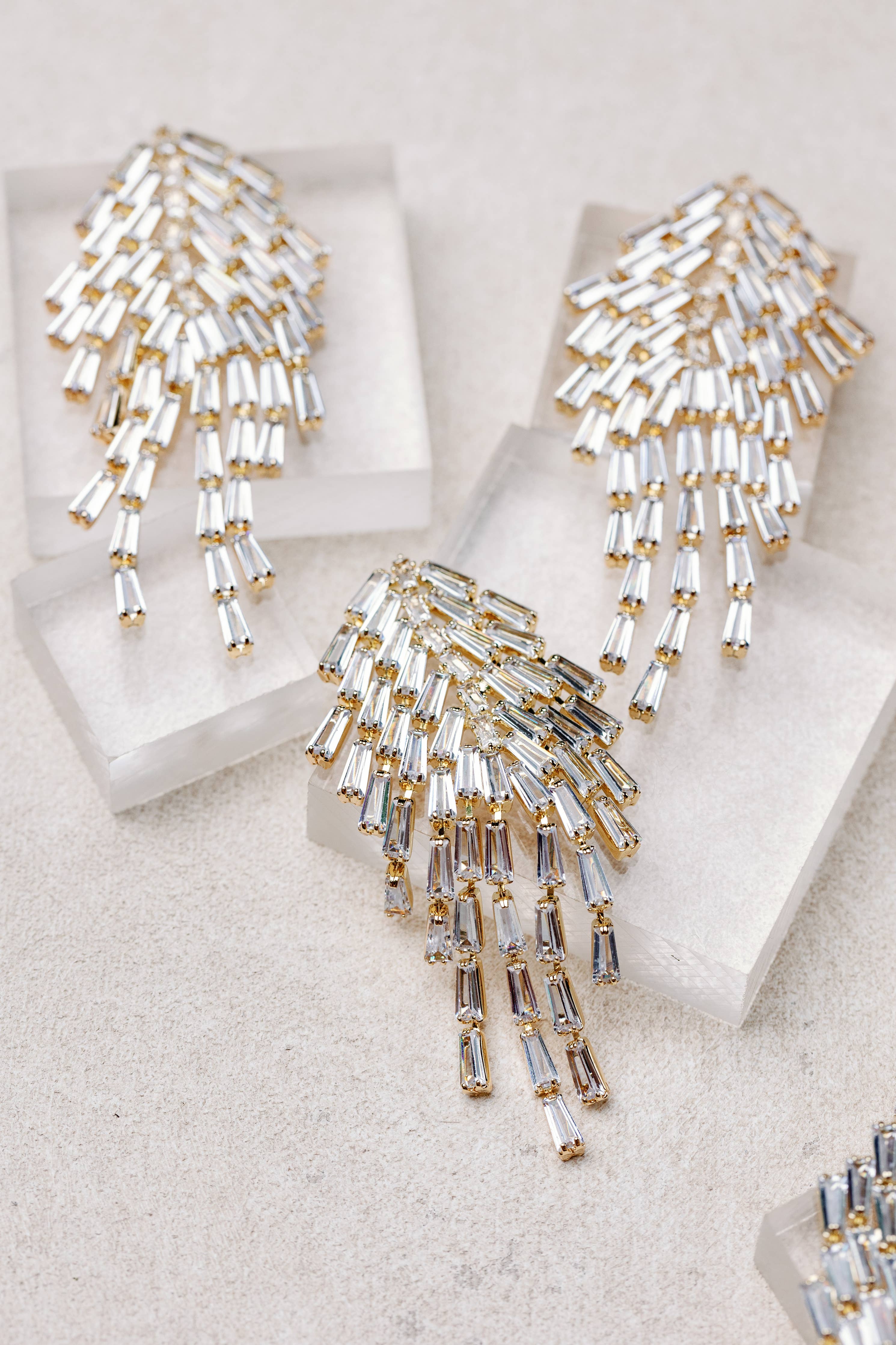 Crystal Waterfall Tassel Earrings