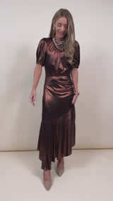 Rina Metallic Asymmetrical Dress