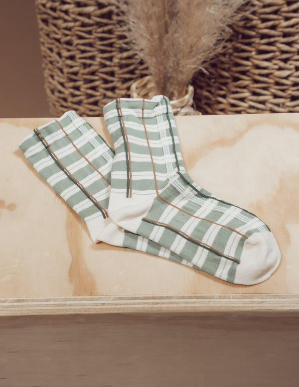 Striped Textured Sock in Green